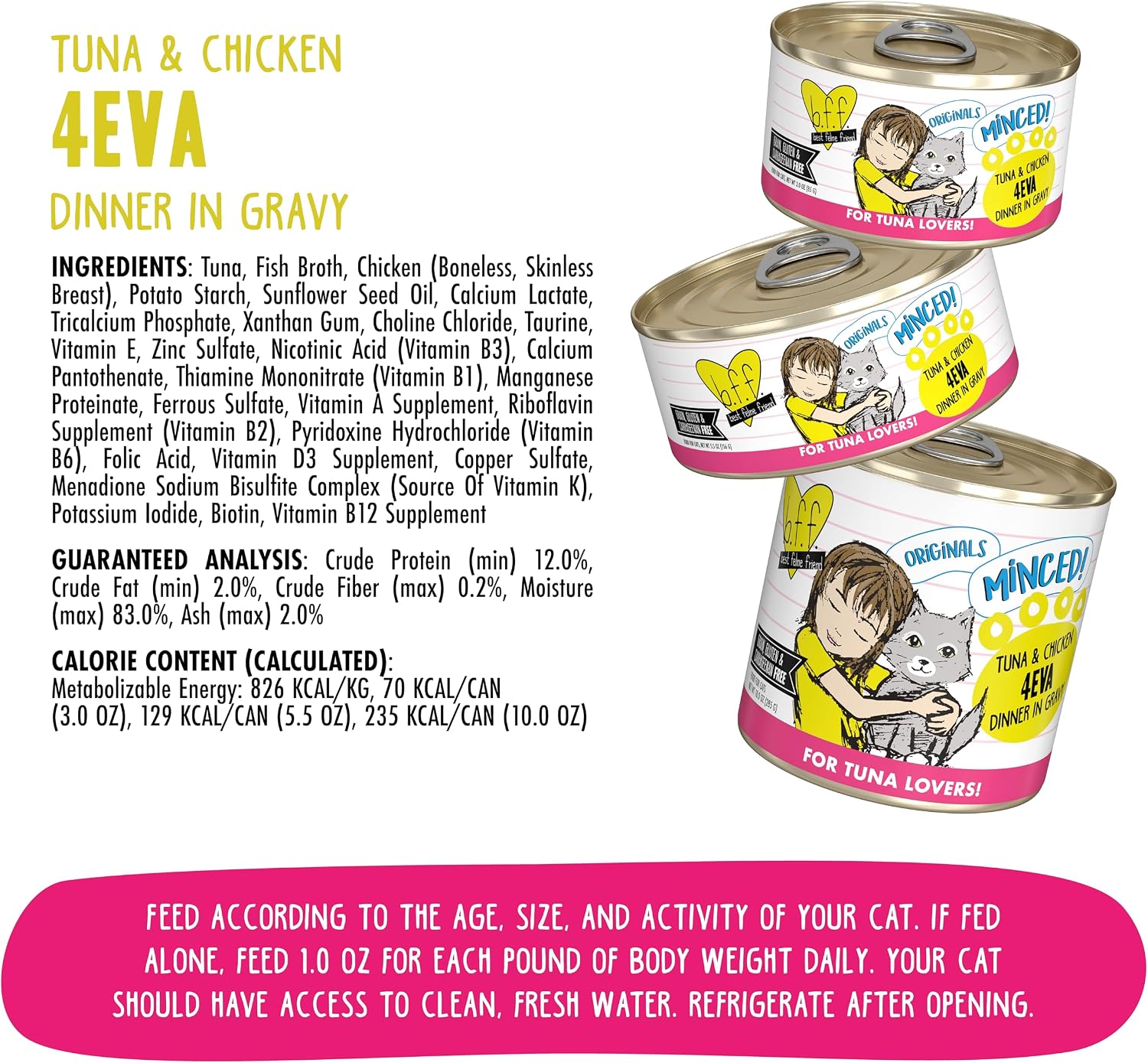 Weruva BFF Minced Natural Wet Cat Food, Batch O Besties Variety Pack, 5.5oz Can, Pack of 8