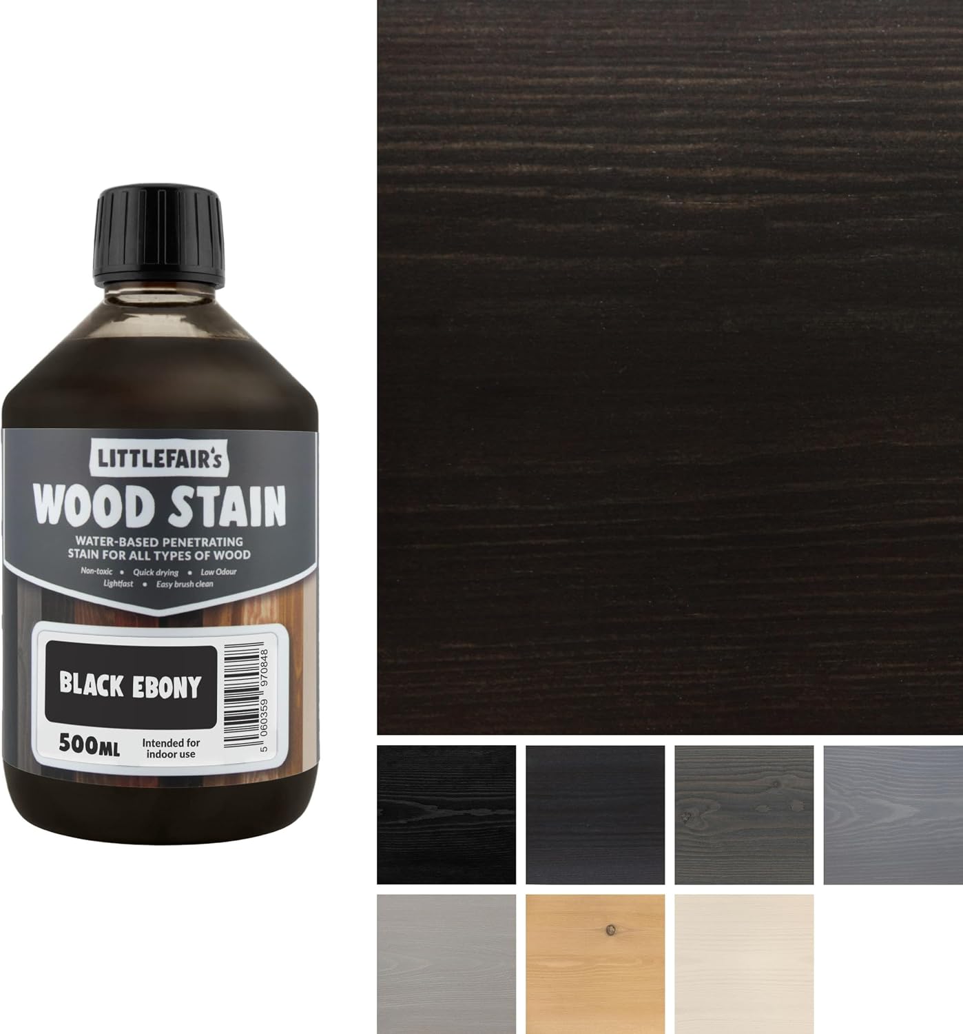 Littlefair's Wood Stain Water Based - 8.5oz/250ml - Indoor Furniture Stain Light & Dark Finishes - Special Non Toxic & Eco Friendly Formula - Wood Stain for Crafts - Color: Antique Stripped Pine