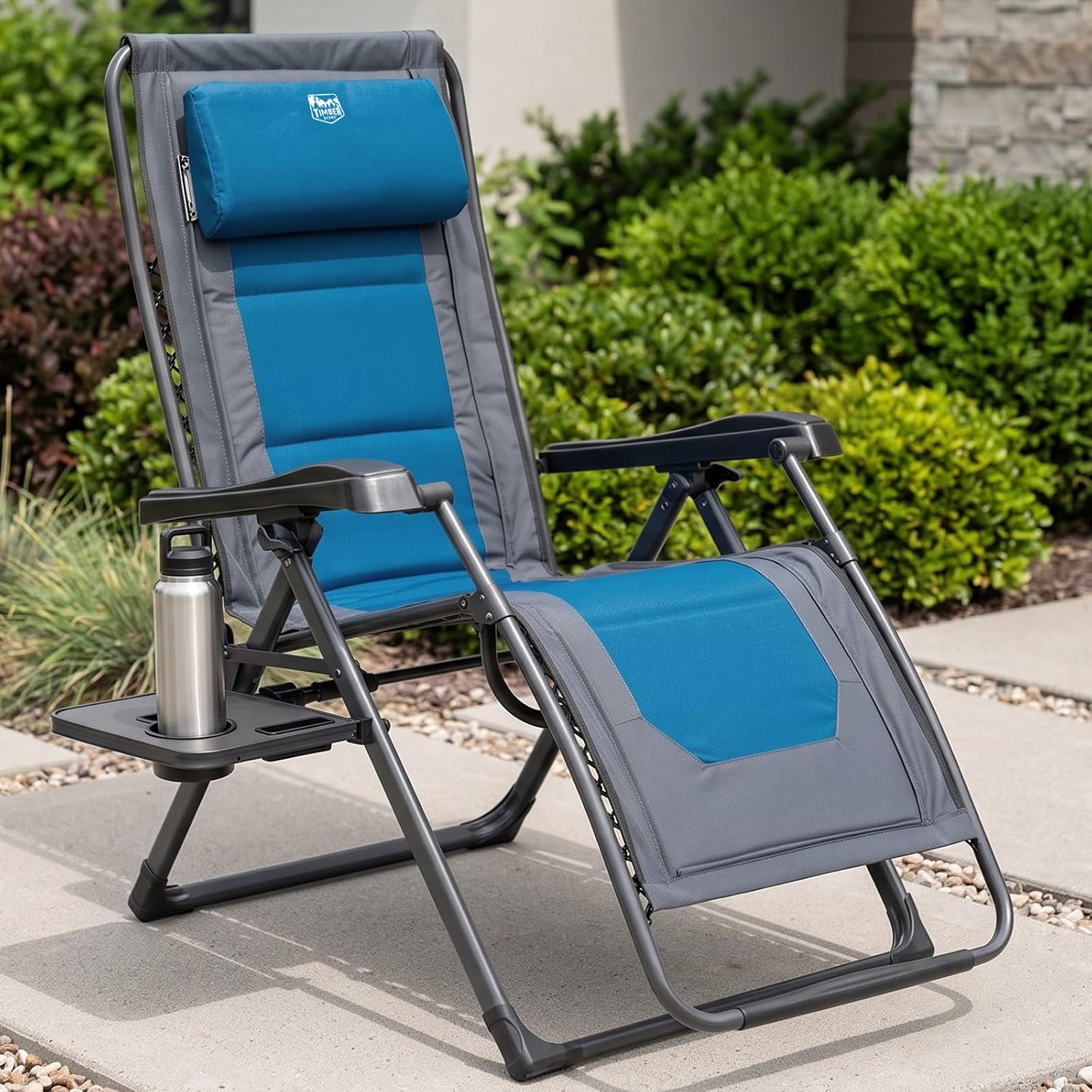 TIMBER RIDGE Zero Gravity polyester Chair Oversized Recliner 350lbs Capacity Patio Lounge Chair Padded Lawn Chair with Headrest XXL for Outdoor