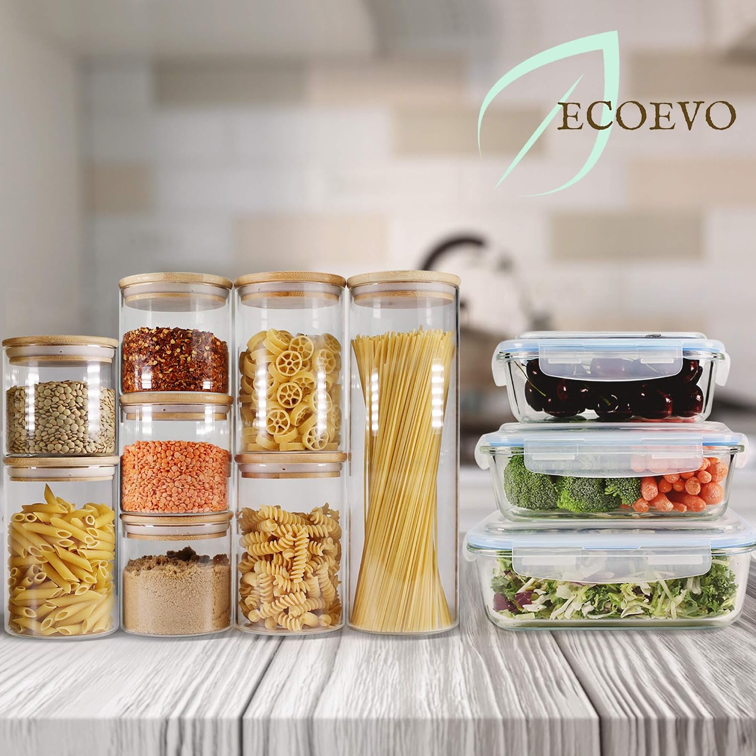 Glass Food Storage Containers Set, Large Size Containers with Lids, BPA-free Locking lids, 100% Leak Proof Glass Meal Prep Containers