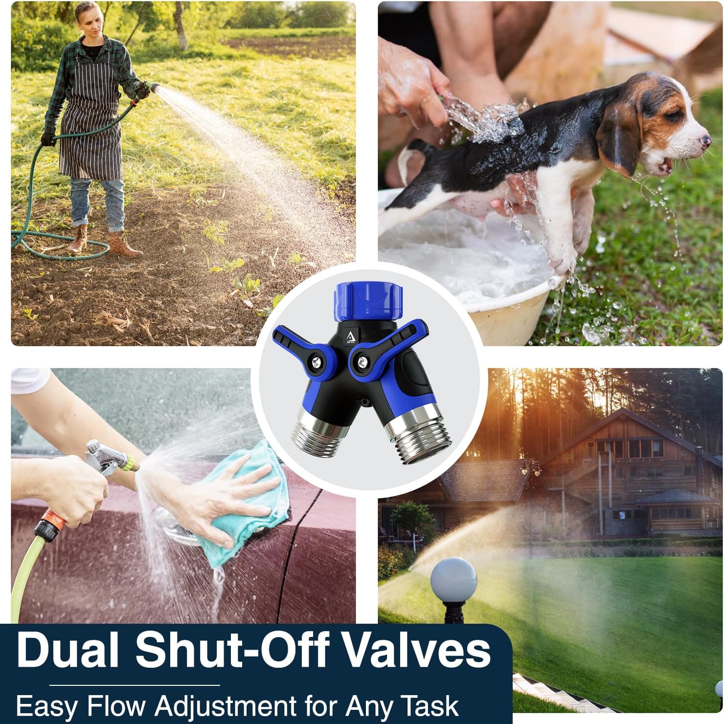 DBR Tech® Hose Splitter 2 Way, Heavy Duty Metal Connector, Two Way Garden Hose Splitter, High Flow Spigot Faucet Bib Adapter