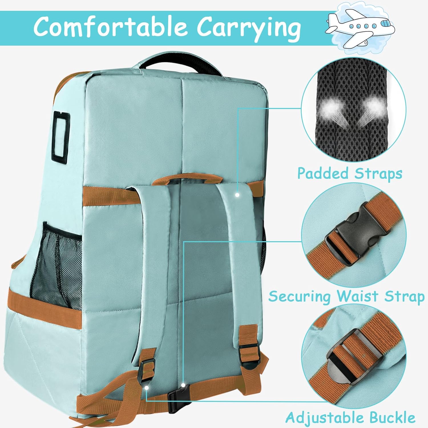 YOREPEK Padded Car Seat Travel Bag Backpack, Toddler Travel Essentials