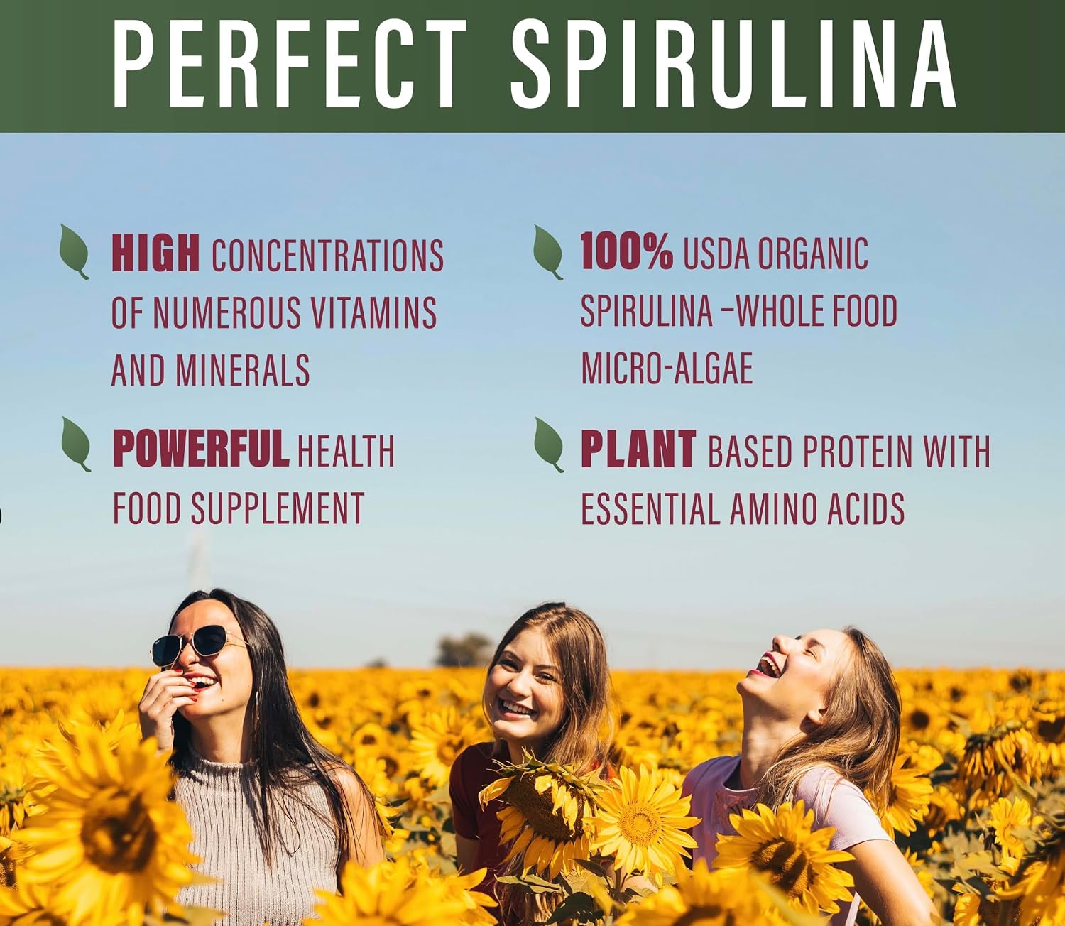 Perfect Supplements – Perfect Spirulina – 120 Vegetable Capsules – Organic Spirulina Supplement - Whole Food Micro Algae - Immune System Support
