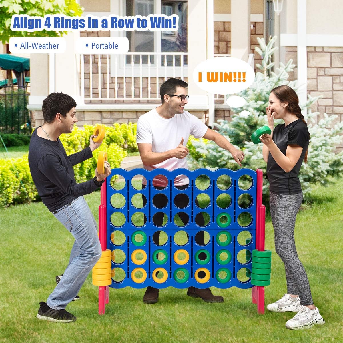 Costzon Giant 4-in-A-Row, Jumbo 4-to-Score Giant Game Set for Kids & Adults, Indoor Outdoor Yard Connect Game