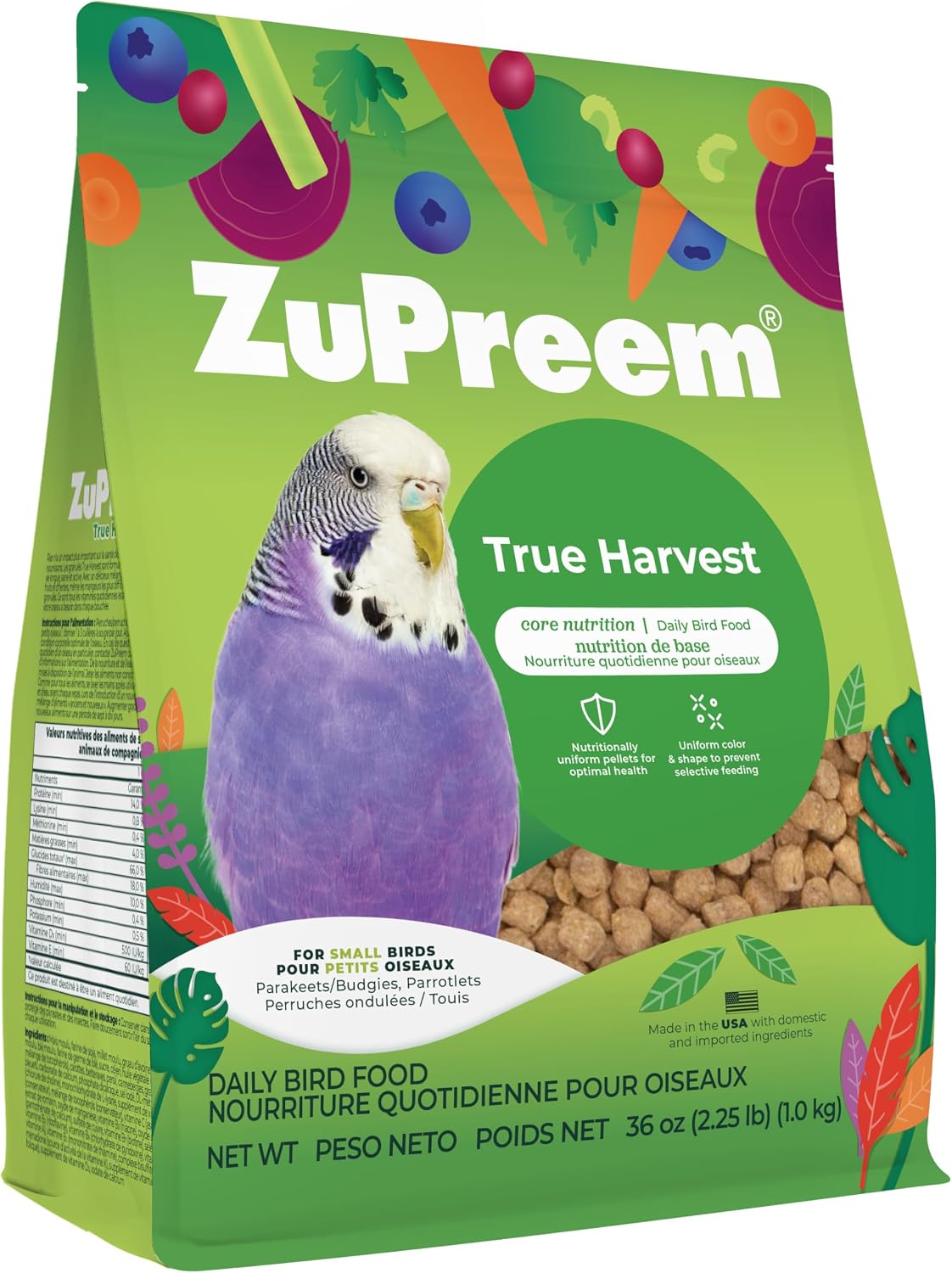 ZuPreem Sensible Seed Parakeet & Budgie Food, Variety Mixer, Small, 2 lb | Bird Food Mixer, Parrot & Parakeet Food, Budgie, Treats, Pellet Mix, Pumpkin Seeds, Safflower, Variety, Made in USA