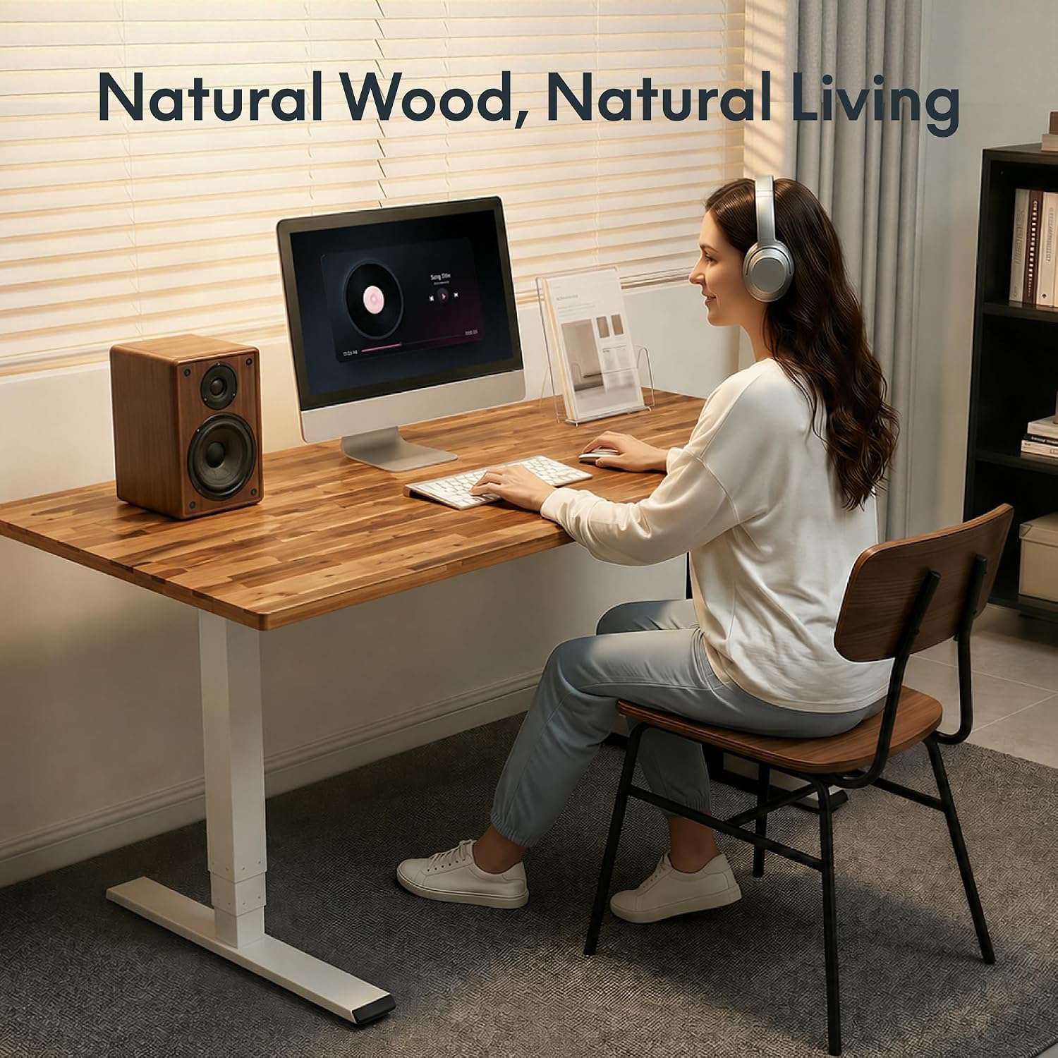 FLEXISPOT Acacia Solid Wood 55"x28" Butcher Block Desktop, Walnut | Acacia Solid Wood, Thick Beveled Edge, For Standing Desk, Office Table, Workbench, DIY Furniture Projects
