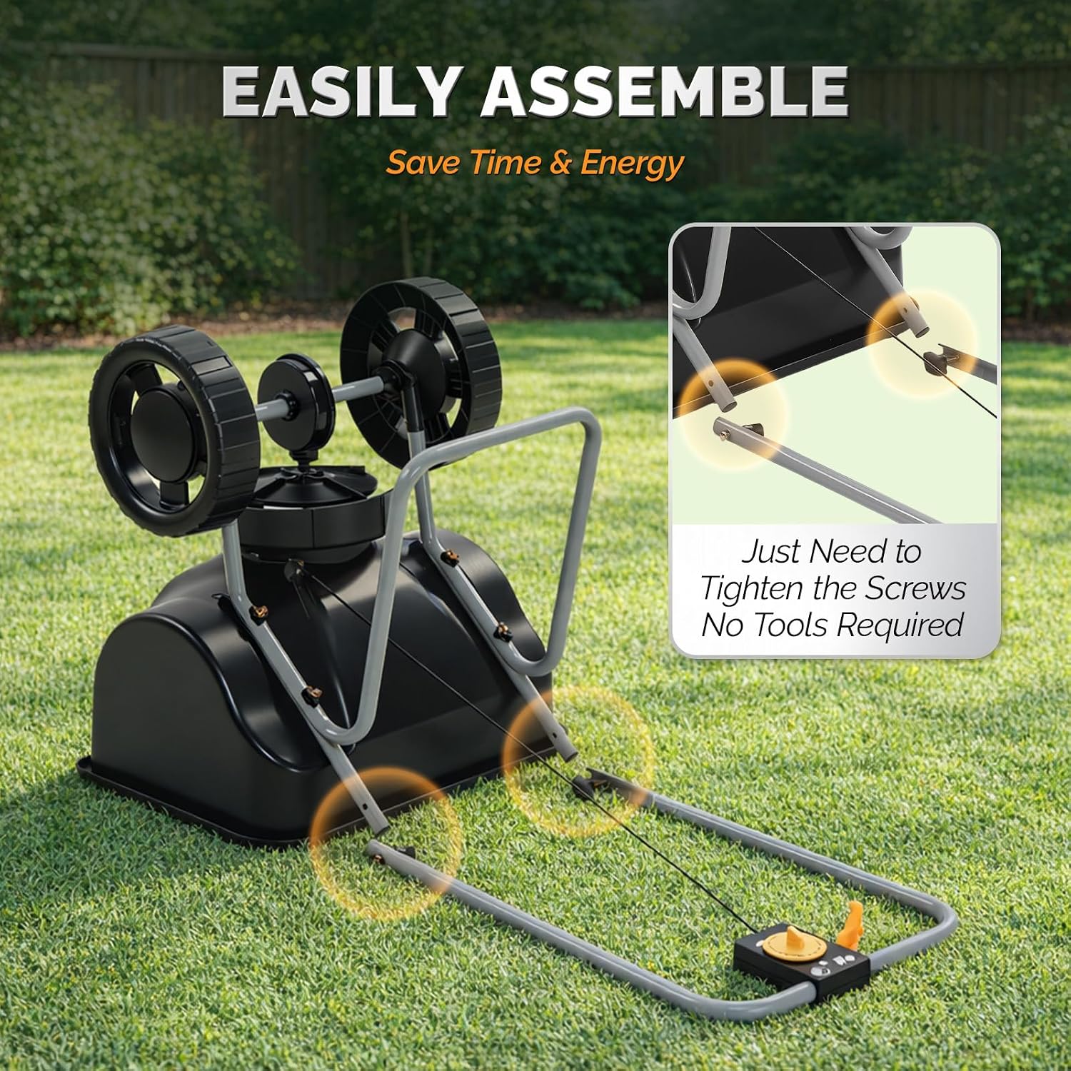 VINGLI 70lbs Fertilizer Spreader with 15 Adjustable Drop Rate, Pre-Assembled Walk-Behind Seed Spreader, with 9" Tire for Multi-Terrain, Broadcast Spreader for Lawn Care & Seed Spreading