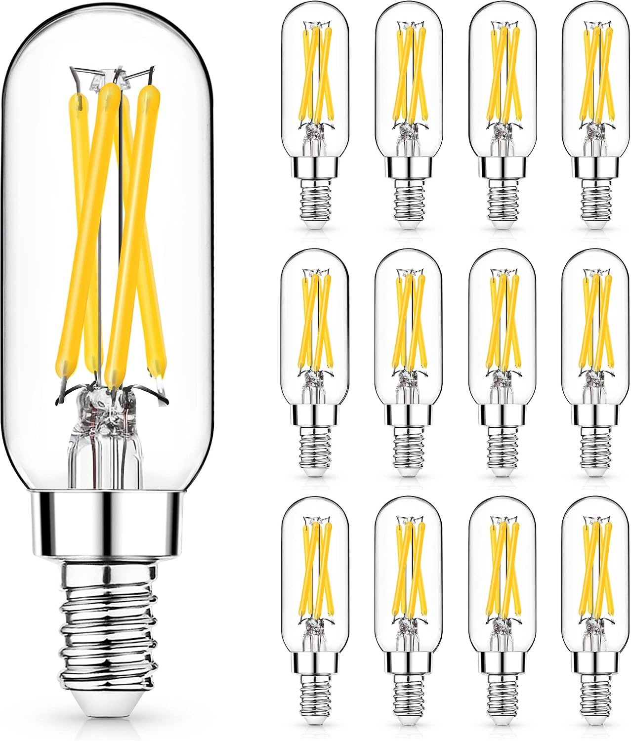 12 Pack E12 LED Edison Bulbs, 4W Dimmable T6, 2700K Warm White | Equal 40W, Dimmable T6 T25 LED Bulb, 420lm, No flicker, Candelabra light bulb for Chandelier, Ceiling Fan, Not E26 Base