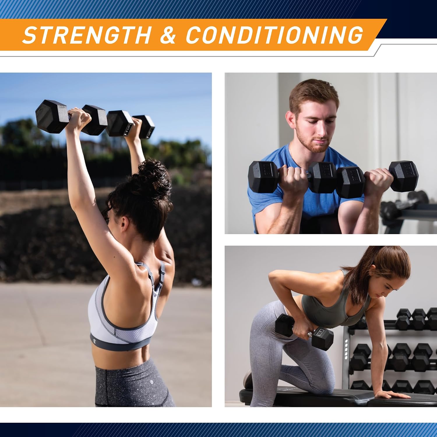 Marcy Classic Rubber Hex Dumbbell with Knurled Grip for Strength Training and Bodybuilding, 5lb - 50lb Single Dumbbell for Exercise & Fitness, Sold Individually
