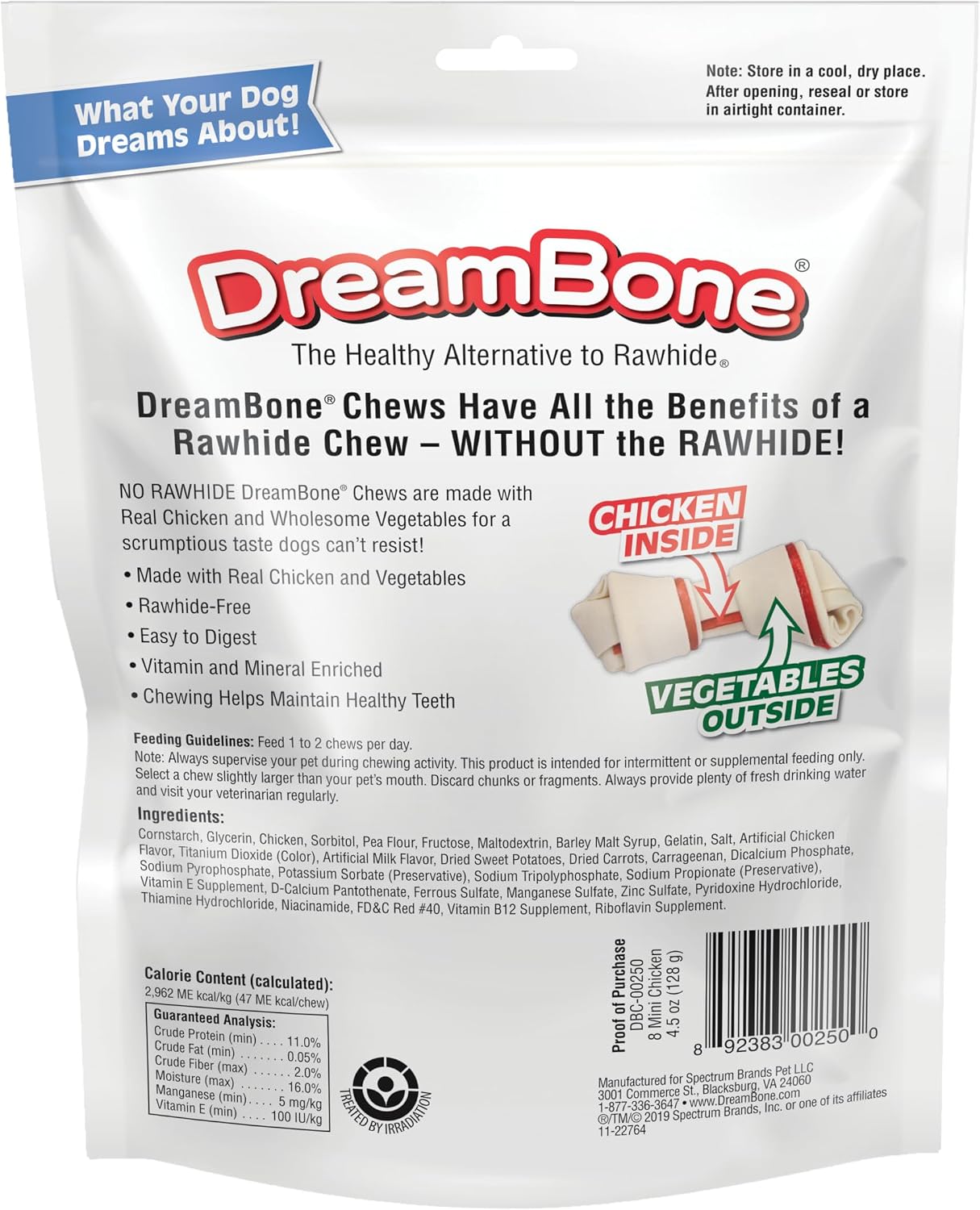 DreamBone Mini Bone Rawhide-Free Dog Treats With Real Protein, 24 Count | Daily Chew, Digests Safely and Completely, Made With Real Protein, Chicken and Veggies, For Adult Dogs