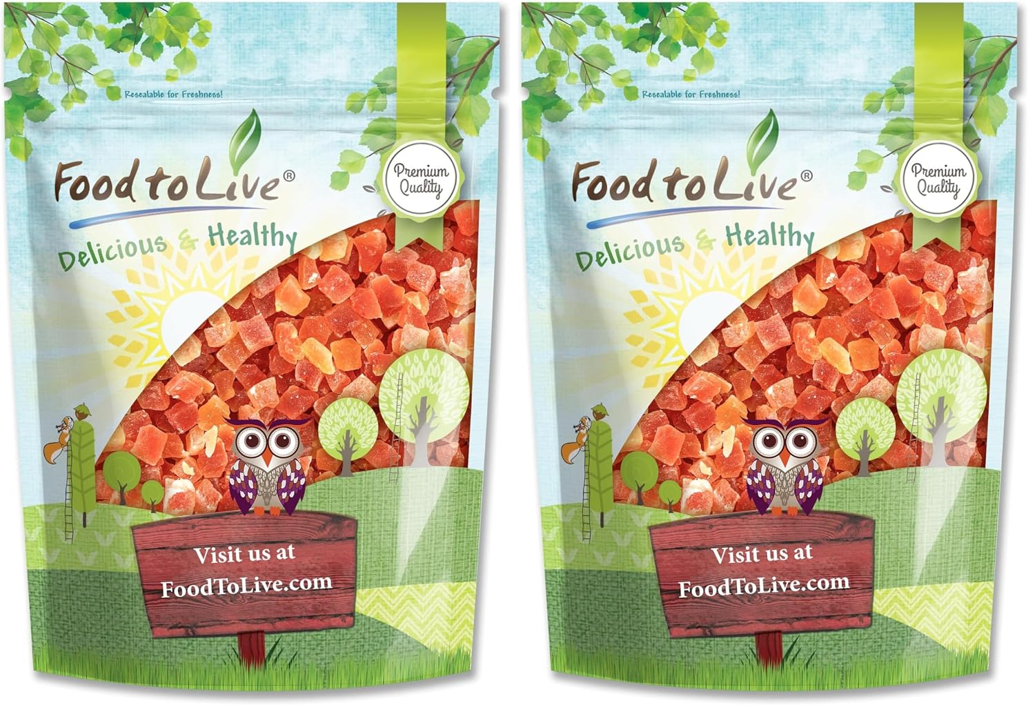 Food to Live Dried Diced Papaya, 10 Pounds Kosher, Vegan, Sweetened, Unsulfured, Bulk