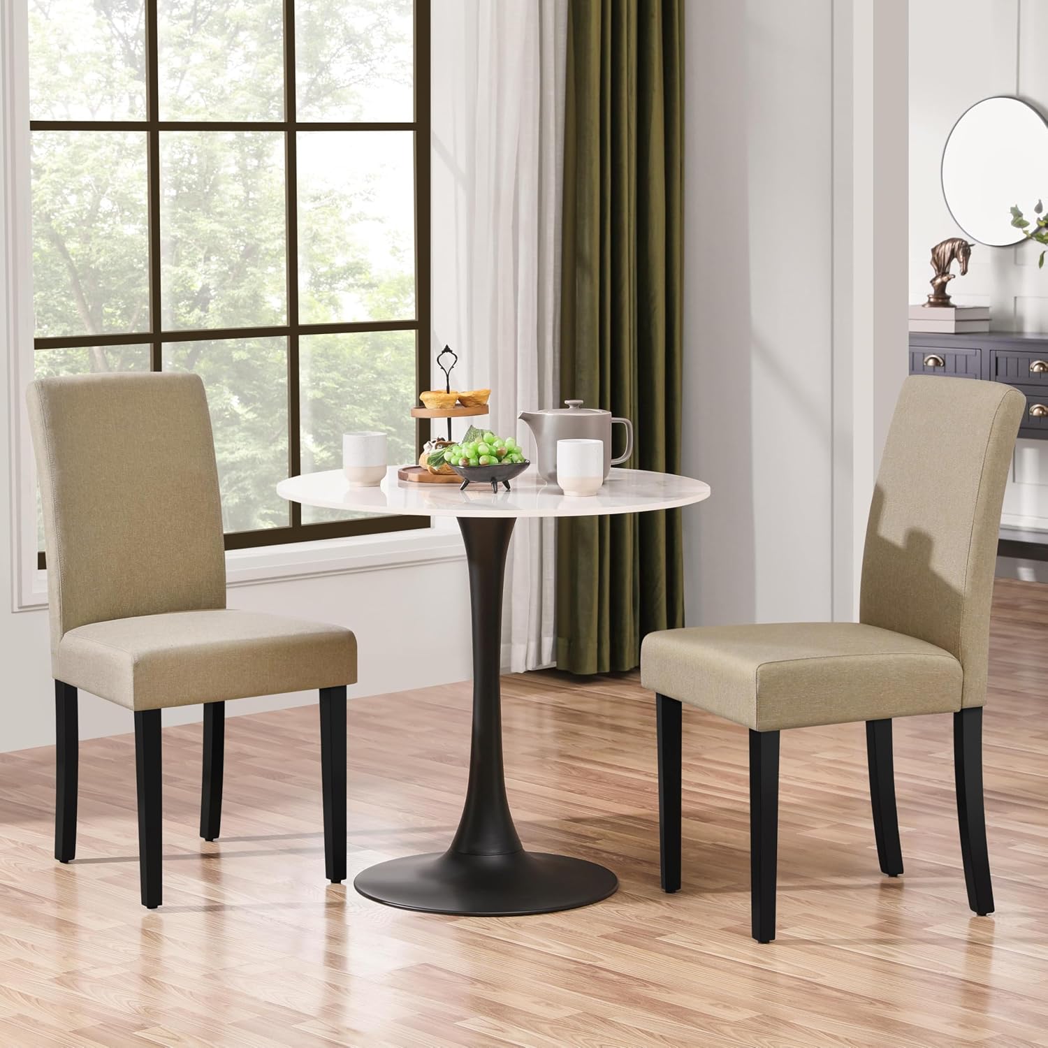Yaheetech Dining Chairs Set of 4 Upholstered Kitchen Chairs Black