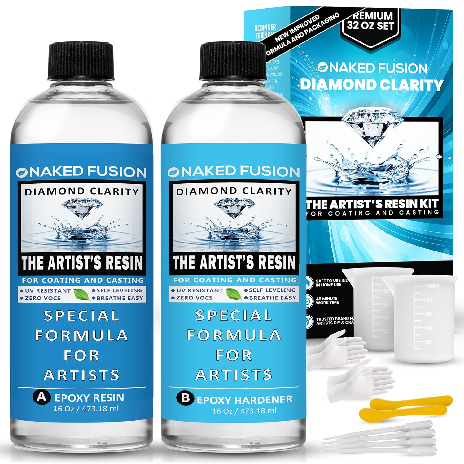 Epoxy Resin Art Resin Crystal Clear Formula -2 Gallon Kit -The Artist's Resin for Coating, Casting, Resin Art, Geodes, Tabletop, Bar Top