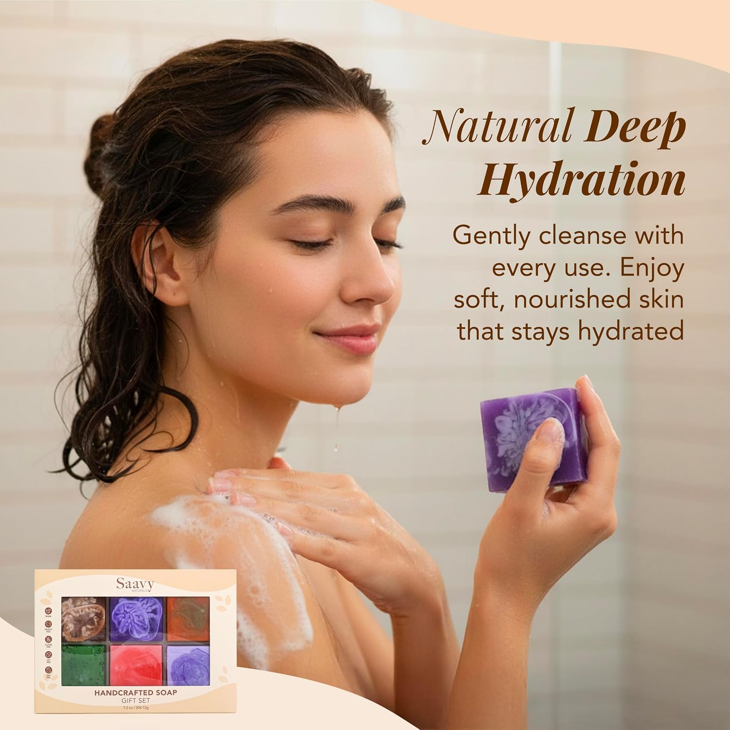Saavy Naturals Hydrating & Purifying Mini Soap – Plant-Based, Nourishing & Moisturizing Bar Soap Gift Set for Men & Women – Mini Square Shaped Artisan Bar Soaps, 10 pack