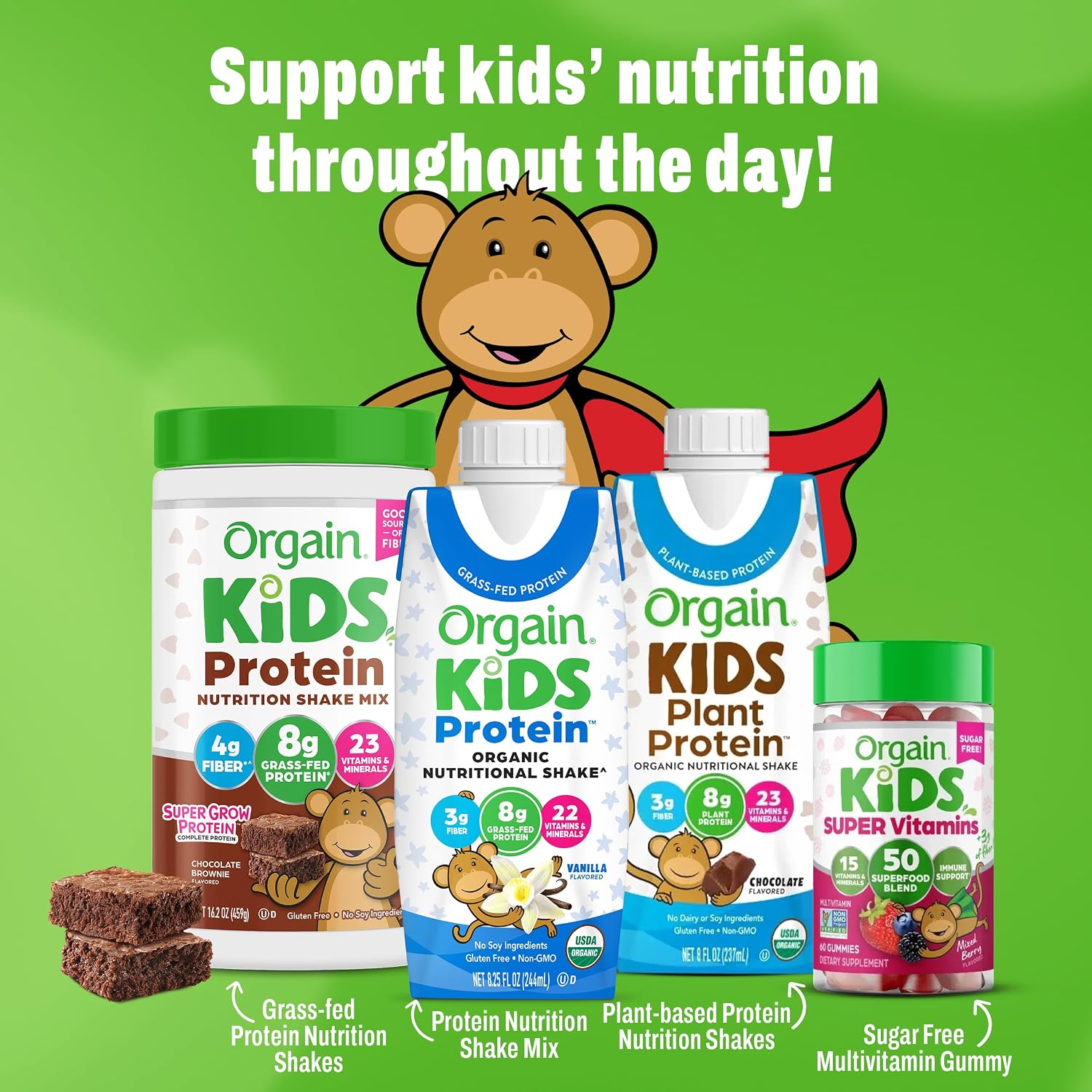 Orgain Organic Kids Dairy 8g Protein Shake, Chocolate, 8.25 oz, 12pk | Nutritional drink, grass-fed protein, 22 vitamins & minerals, 3g fiber, non-GMO, no soy, healthy snack for picky eaters