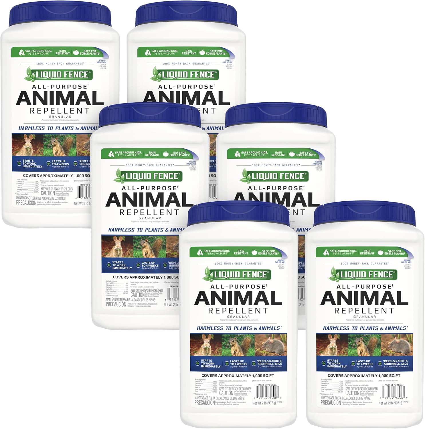 Liquid Fence All-Purpose Animal Repellent Granular 2 Pounds, Repels Rabbits, Squirrels, Mice And Other Small Mammals