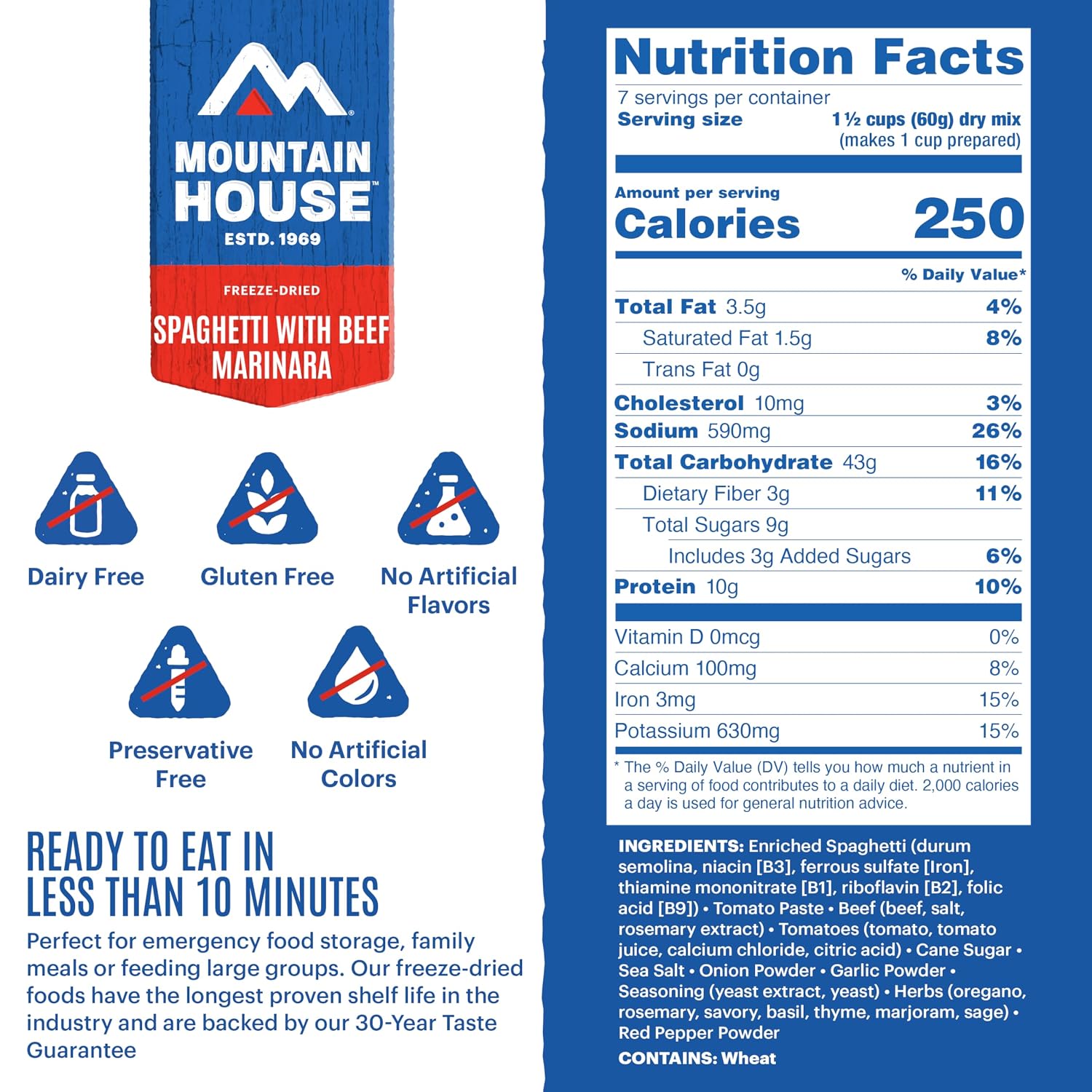 Mountain House Diced Beef | Freeze Dried Survival & Emergency Food | #10 Can | Gluten-Free, 30122