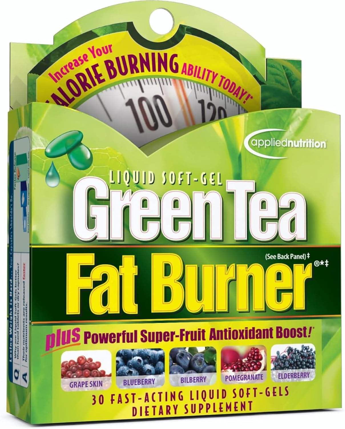 Applied Nutrition Green Tea Fat Burner Green Tea Extract 30 Liquid Softgels | Green Tea Extract with EGCG + Green Coffee Bean Extract | Supports Calorie Burn Energy & Antioxidant Defense | 30 Softgels