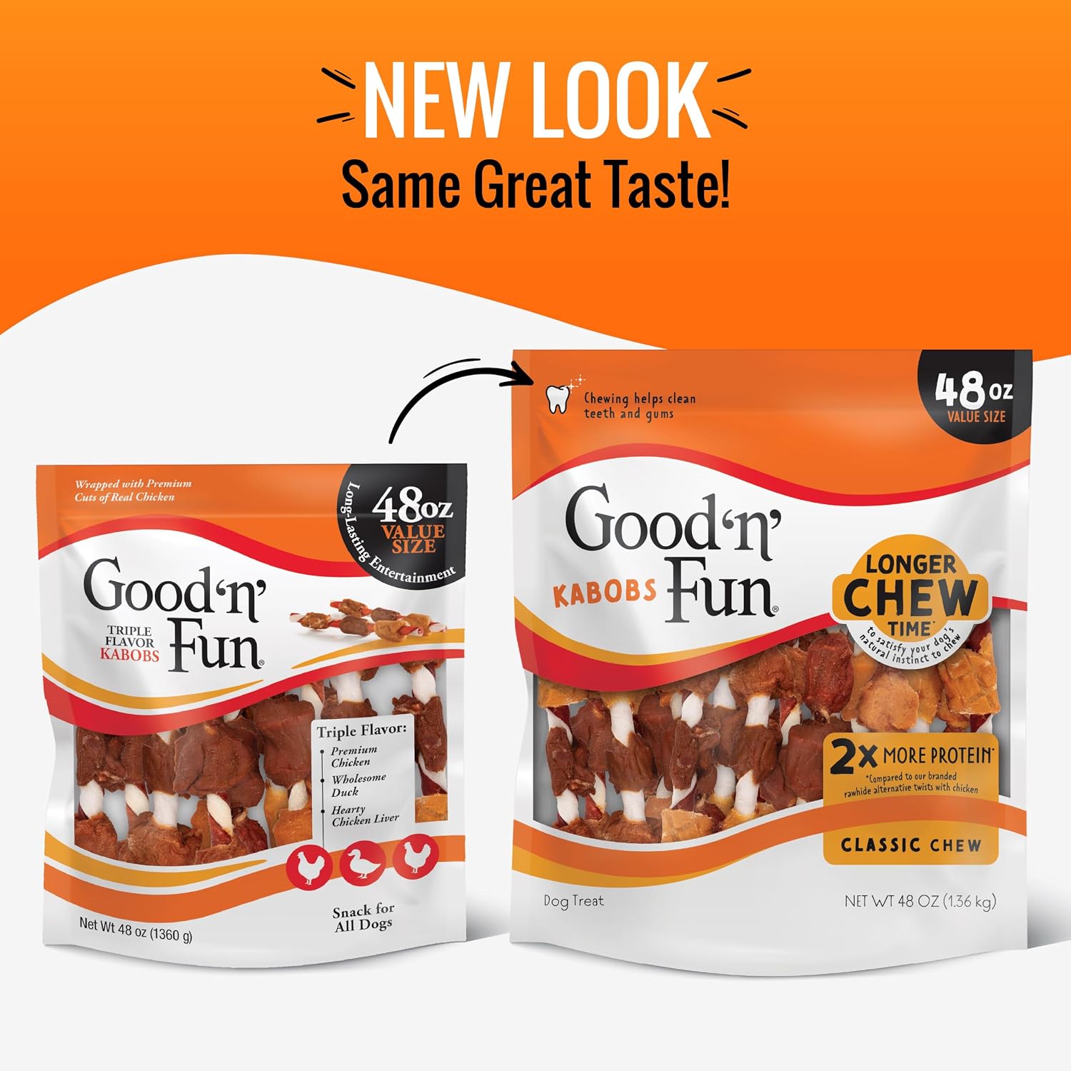 Good 'n' Fun Kabobs Long-Lasting Dog Treat Made With Real Protein, 18 Count | Premium Chicken, Pork and Beef Hide Chew, Supports Dental Health and Mental Stimulation, For Adult Dogs