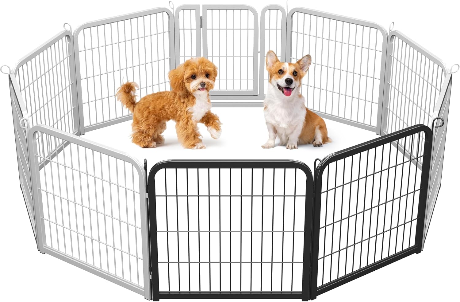 Yaheetech Dog Playpen 24in 16 Panels Pet Fence for Indoor Yard RV Camping | Easy Setup, Heavy Duty Rustproof Frame with Secure Latch Door, DIY Layouts,Foldable Storage, for Puppies & Small Dogs