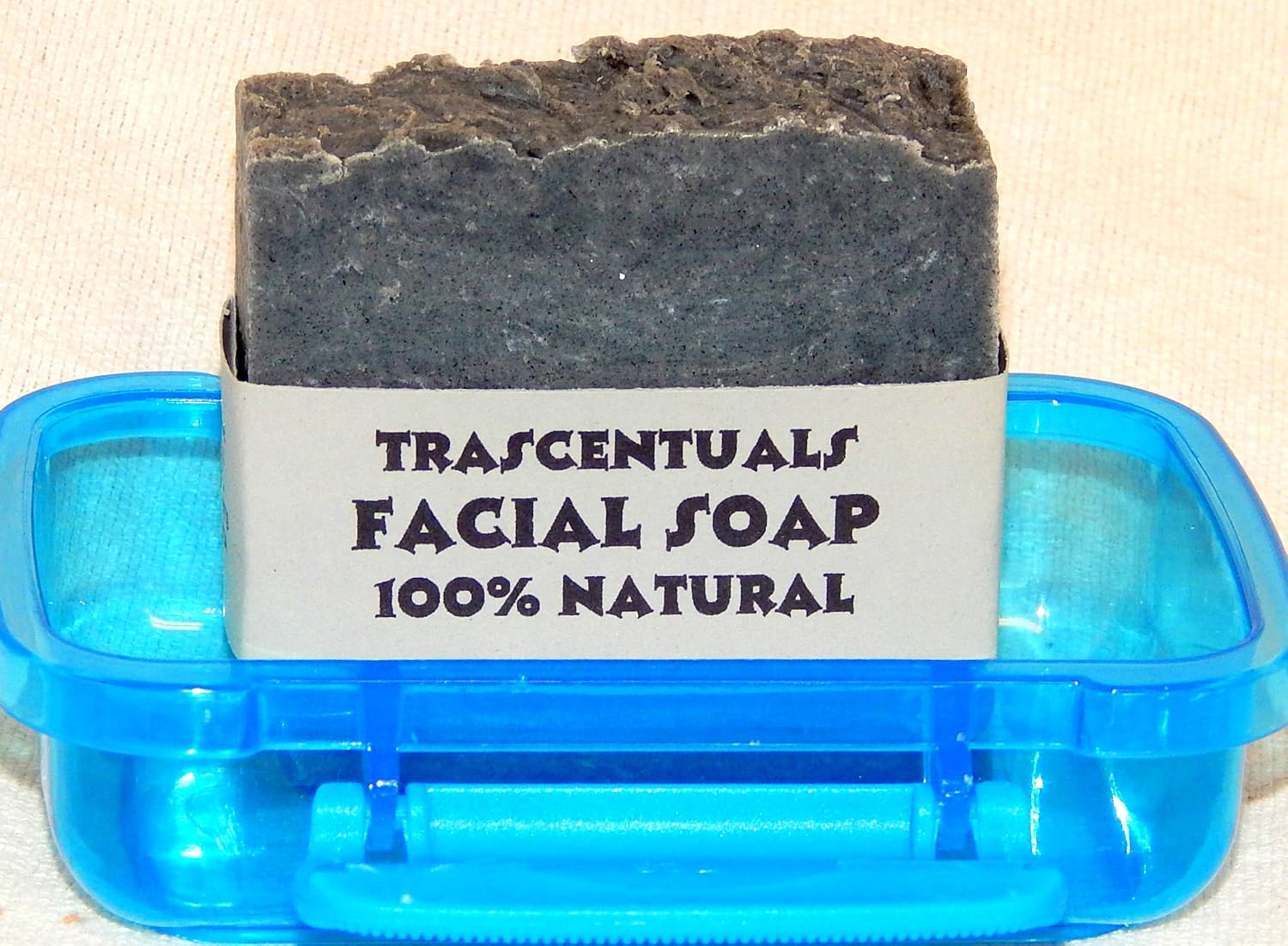 Acne Soap Natural Facial Bar Contains Tea Tree Oil Activated Charcoal Shea Butter Coconut and Olive Oil Comes With Case Chemical Free (BLUE)
