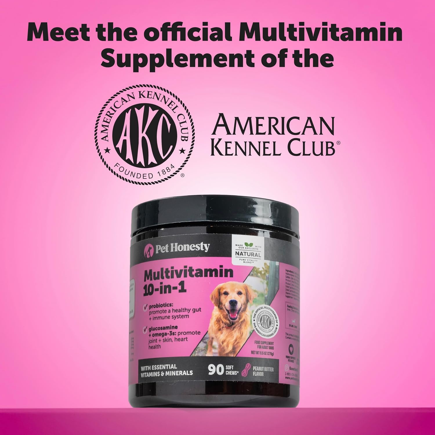10-in-1 Dog Multivitamin Supplement with Glucosamine & Probiotics - Hip & Joint Support, Digestive Health, Immune Support, Heart & Skin - All-in-One Daily Vitamins & Omega-3s for Dogs, Chicken, 90 Ct