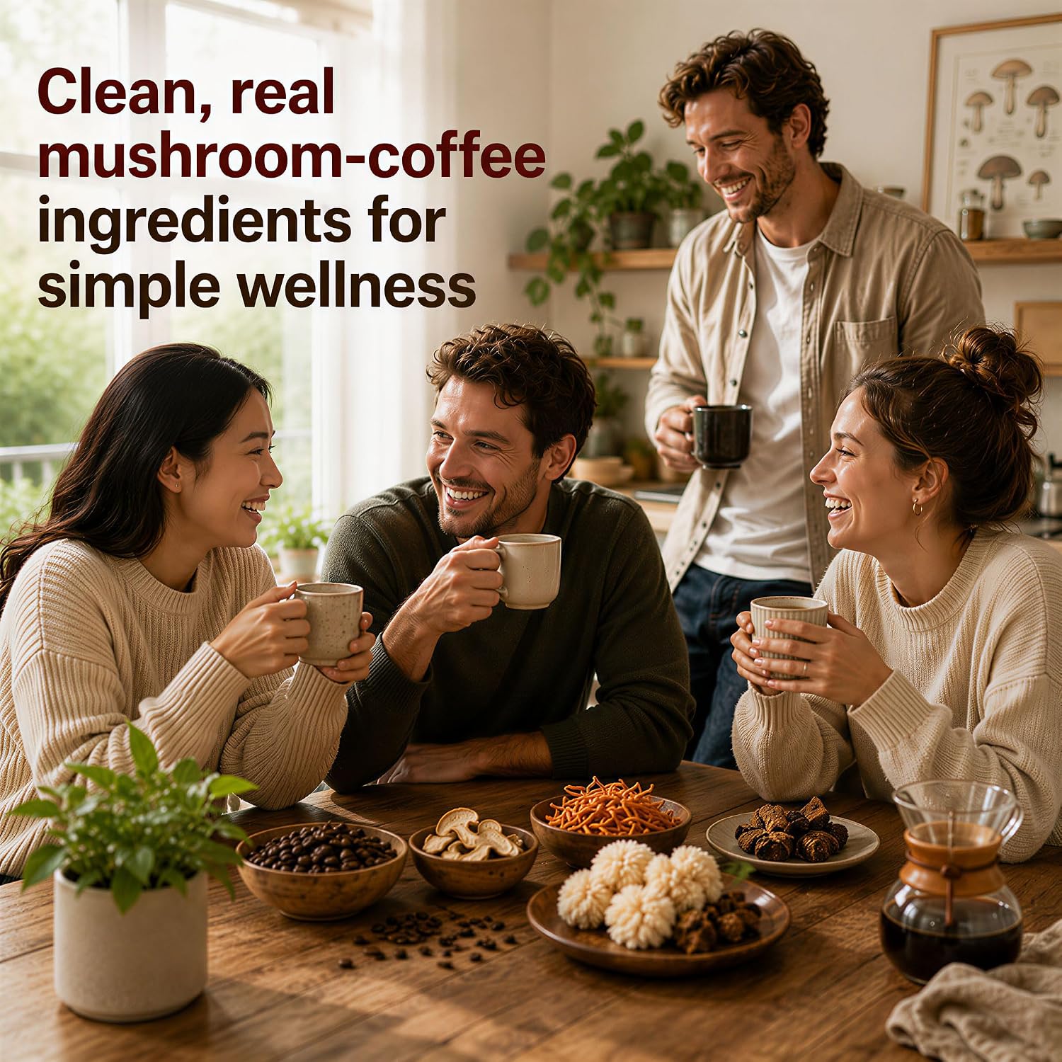 ECO-TASTE Mushroom Coffee Mix for Focus, 12 Sachets