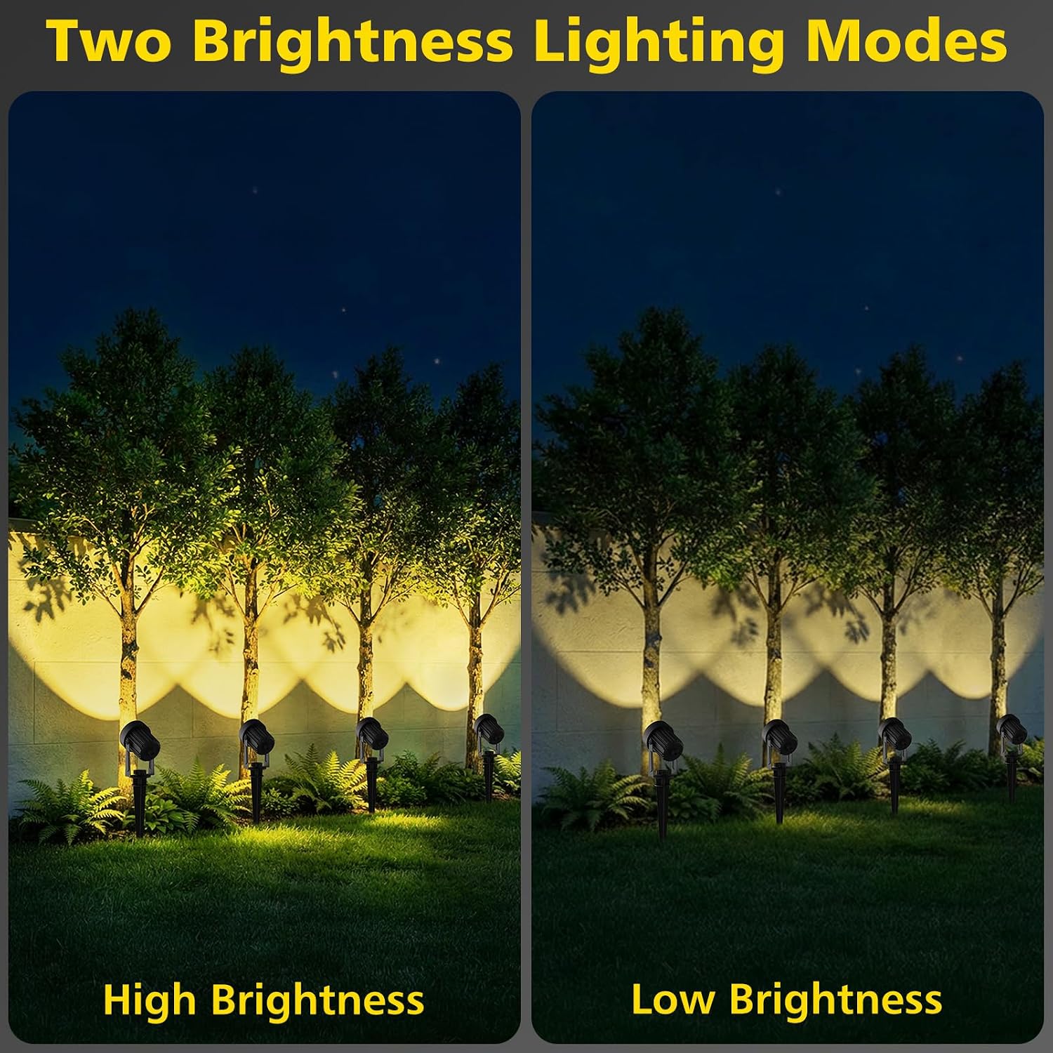 T-SUN Solar Spot Lights Outdoor, Dual Head Solar Spotlights, Cool White | IP65 Waterproof, 2 Brightness Modes, Dusk to Dawn Solar Uplights for Garden, Yard, Pathway, Patio, Lawn