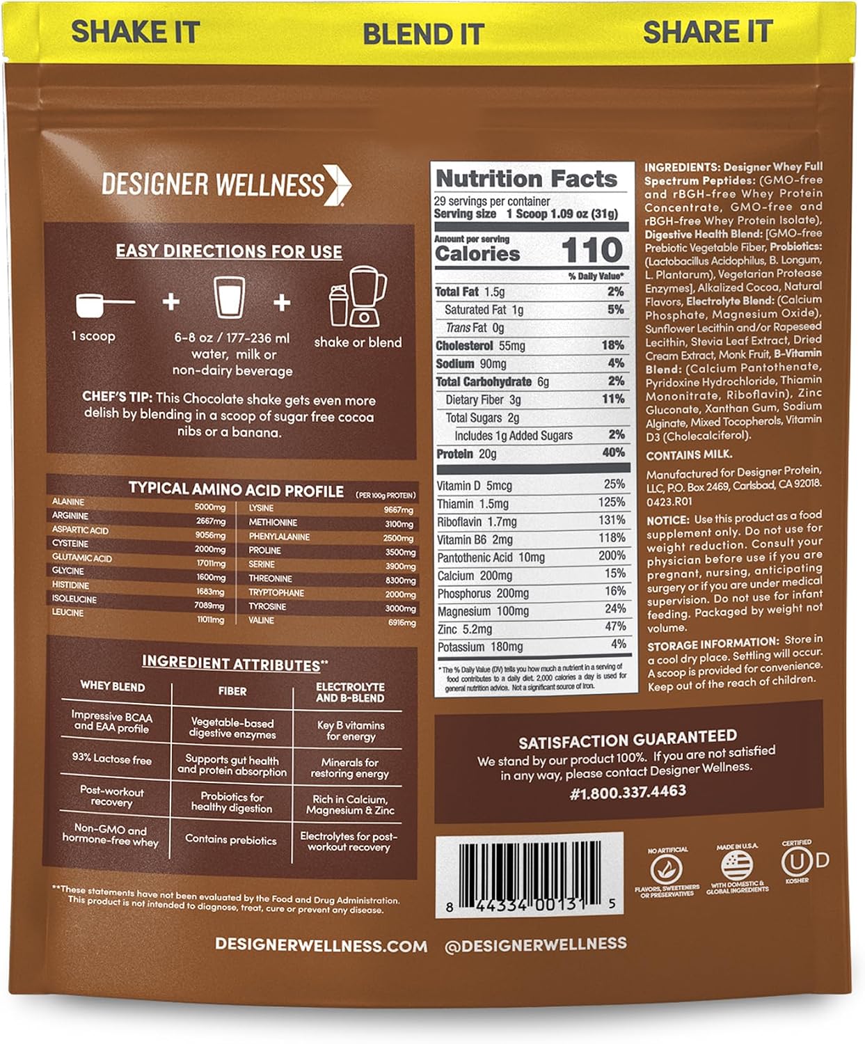 Designer Wellness, Vanilla, Designer Whey Protein Powder, 2 lb