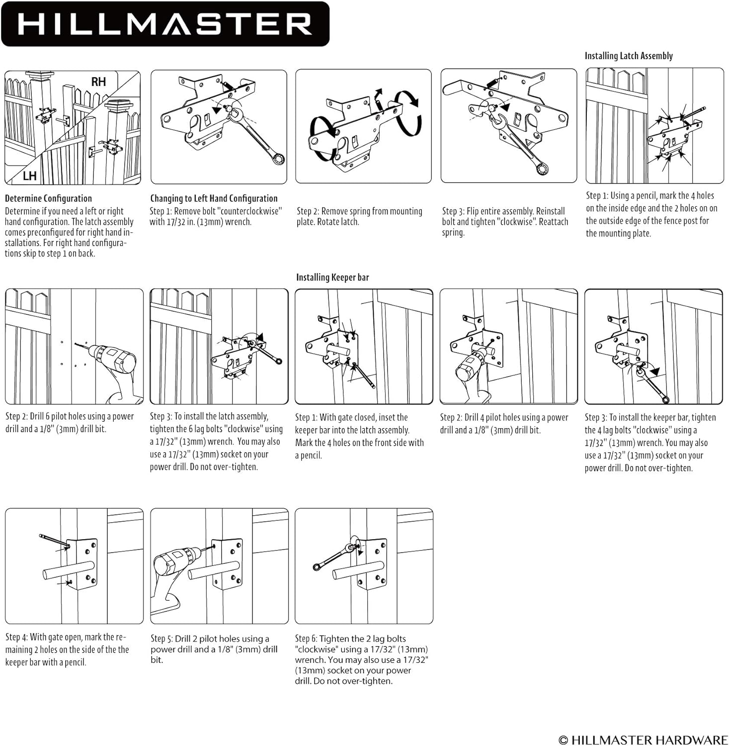 HILLMASTER Heavy Duty Self-Locking Gate Latch for Wooden Fence, Post Mount Automatic Gate Lock Gravity Door Latch Hardware for Secure Pool