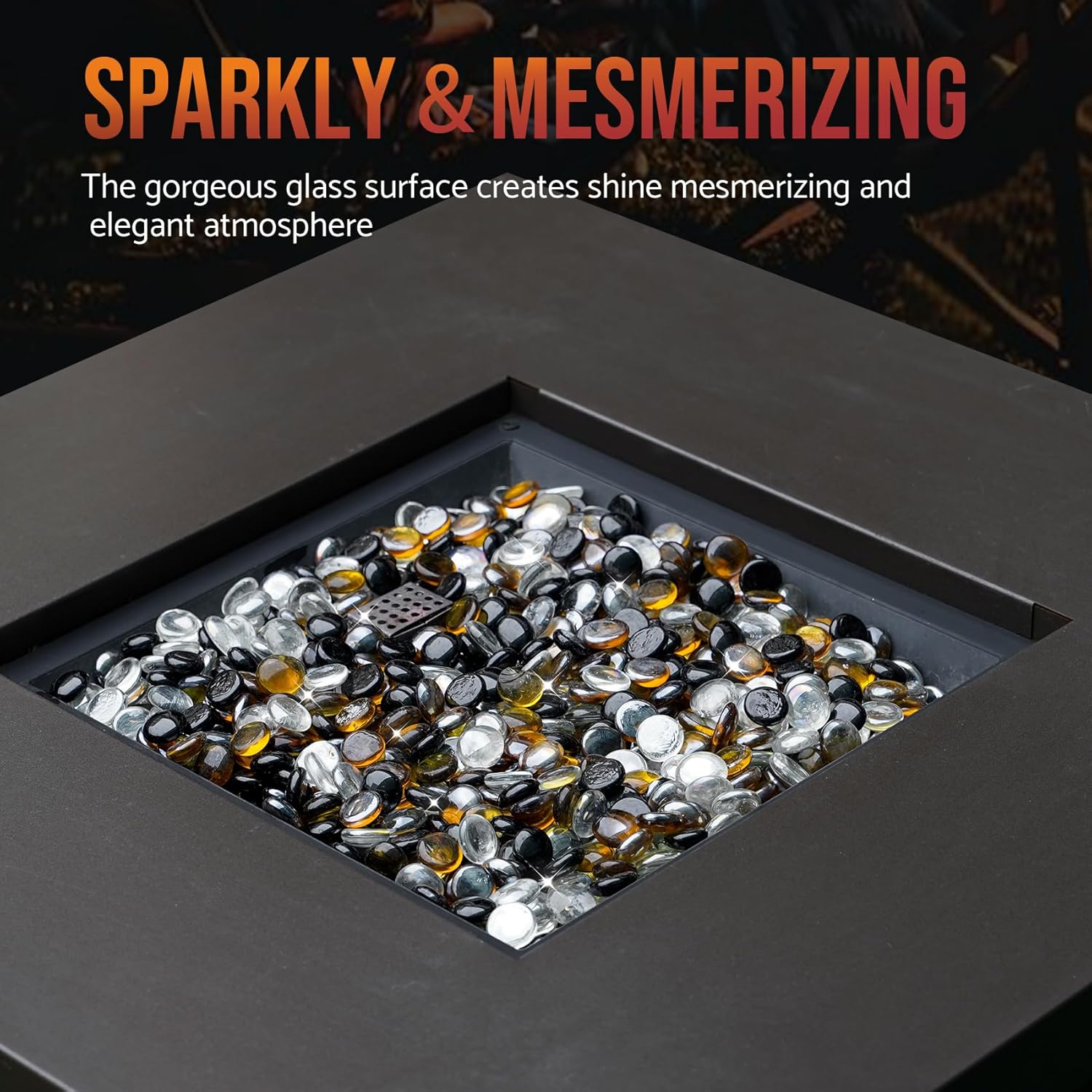 Skyflame 10-Pound Fire Glass Beads for Fire Pit Fireplace, Onyx Black