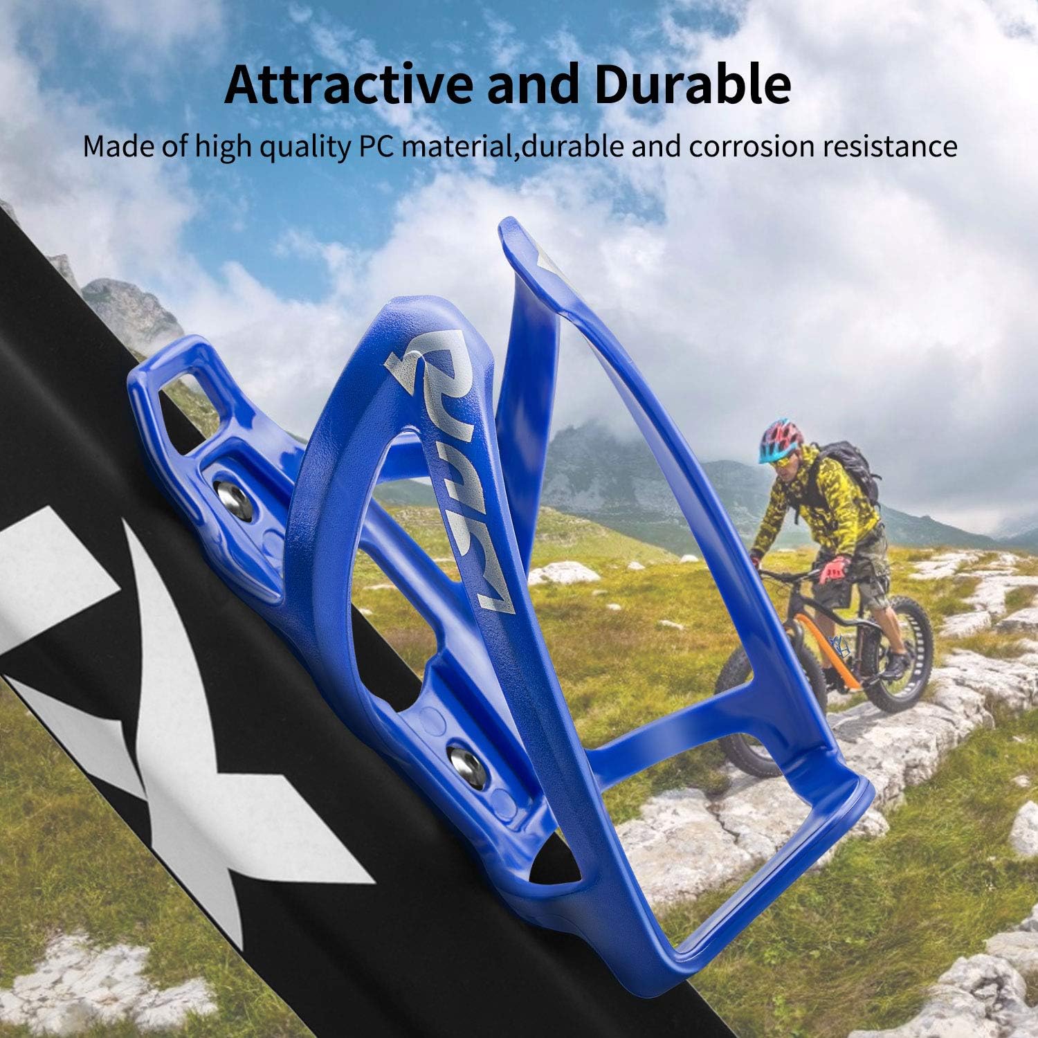 Suruid Bike Water Bottle Cage Ultra-Light Bicycle Bottle Holder Universal Bike Cup Holder Rack for Bicycle, Cycling, MTB, Road/Mountain Bikes 2 Pack - Black