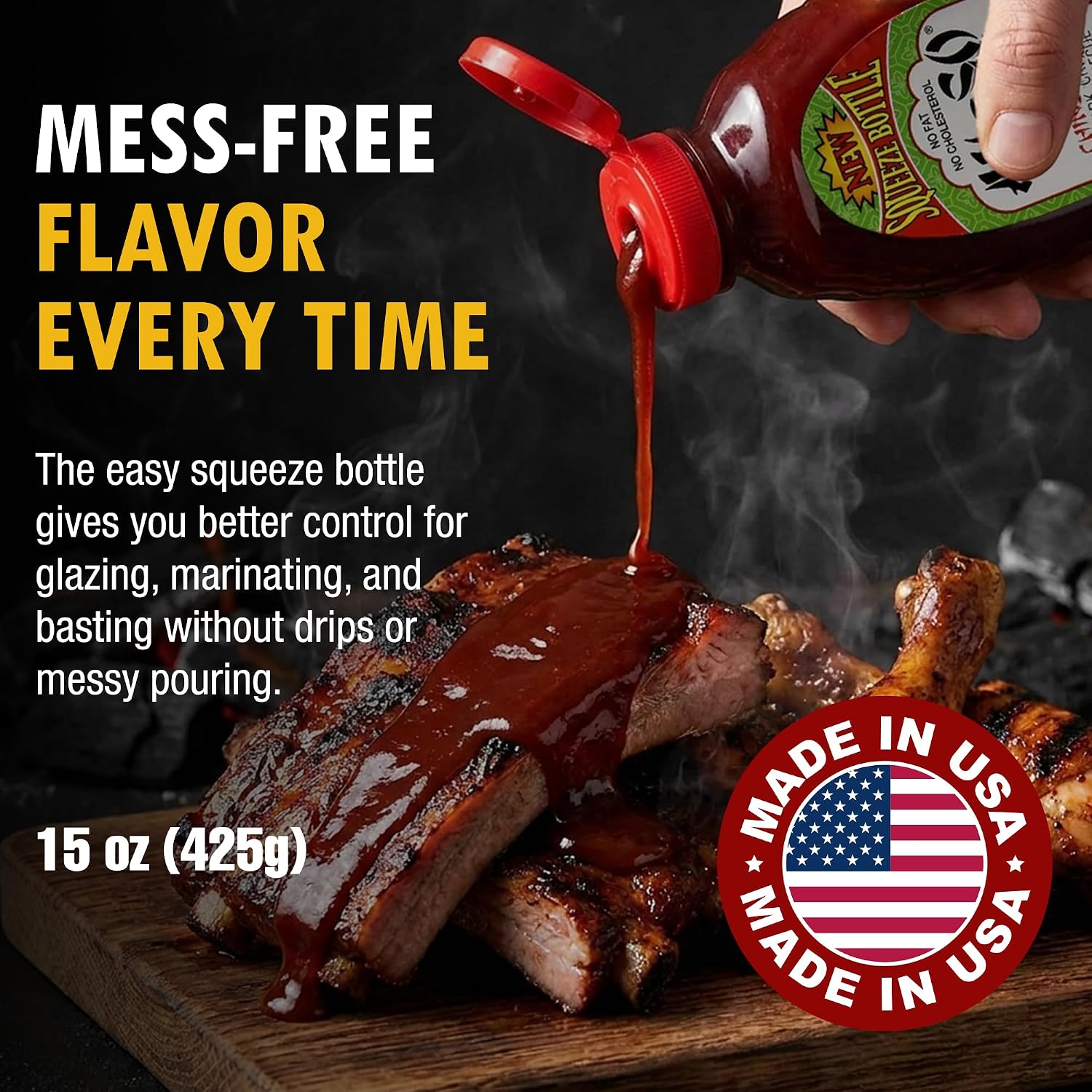 Ah-So Chinese-Style BBQ Sauce, Red Rib 15 oz Squeeze Bottle – Sweet & Tangy Spare Rib Marinade and Glaze for Pork, Chicken & Wings; Classic Takeout Flavor, Ready to Use.