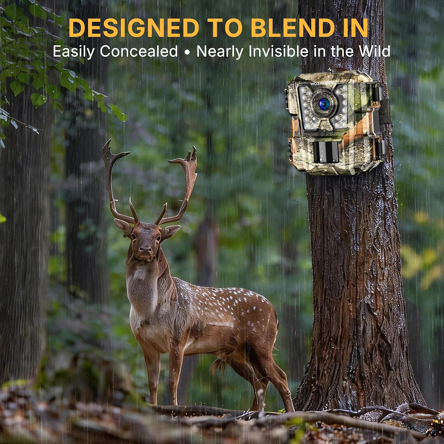 WOSPORTS Mini Trail Camera,30MP 1080P HD Game Camera Motion Activated with IR Night Vision Waterproof Video Deer Cam for Outdoor Wildlife Monitoring