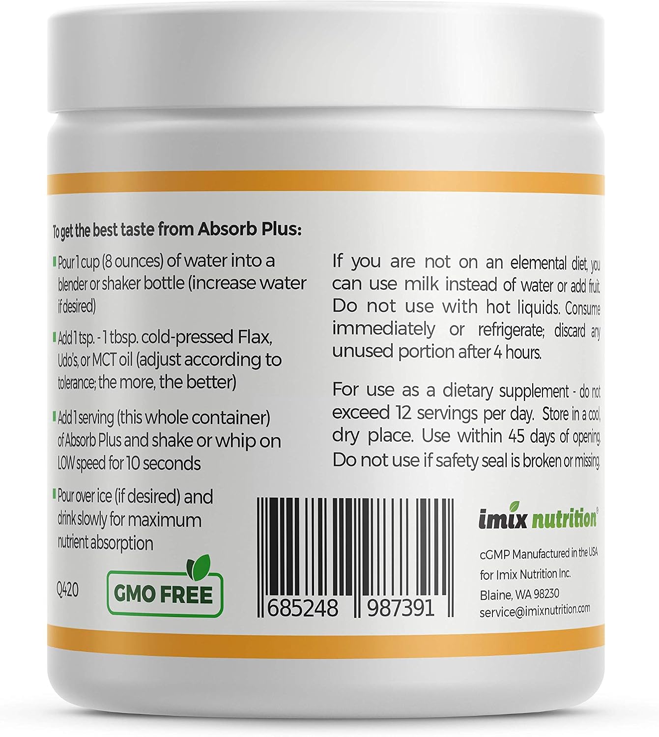 Isolate Protein - Diet Supplement for Improved Gut Health, Extra Nutritional Support, Non-GMO, Gluten-Free, Lactose-Free, Casein-Free (2.2 Lbs, Simply Vanilla)