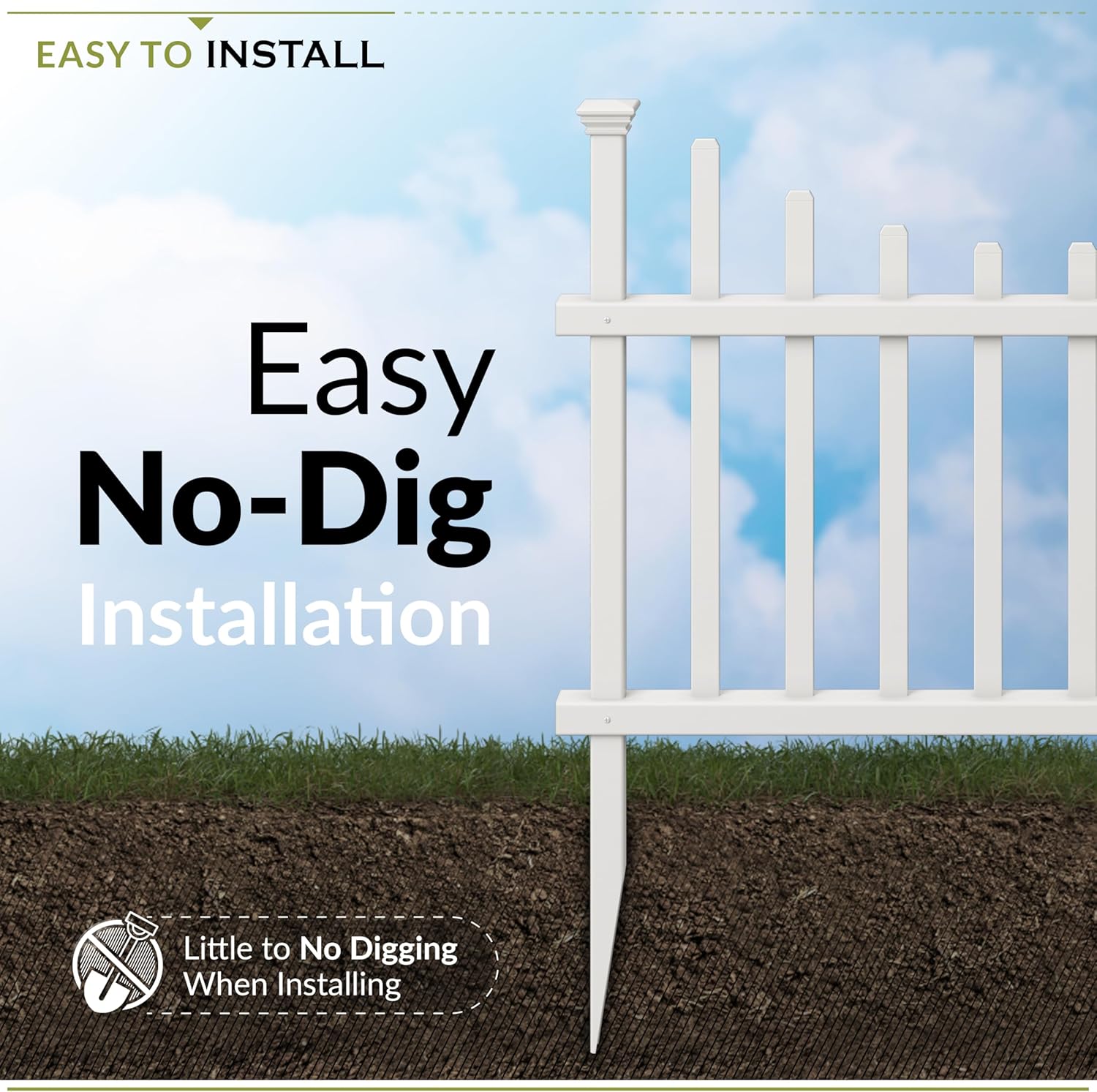 Zippity Washington Picket Gate, White Vinyl DIY No Dig Kit