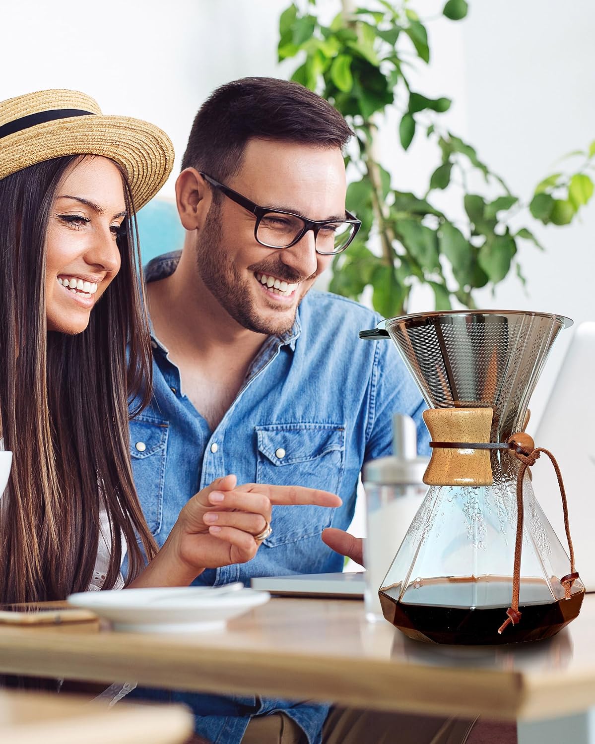 AGOGO Pour Over Coffee Maker Set, 34oz Classic Style, 304 Stainless Filter | Barista kit for home kitchen, Cafe, Camping & Office; 20oz-40oz Classic, Slim, Diamond styles; Includes brush & towel.