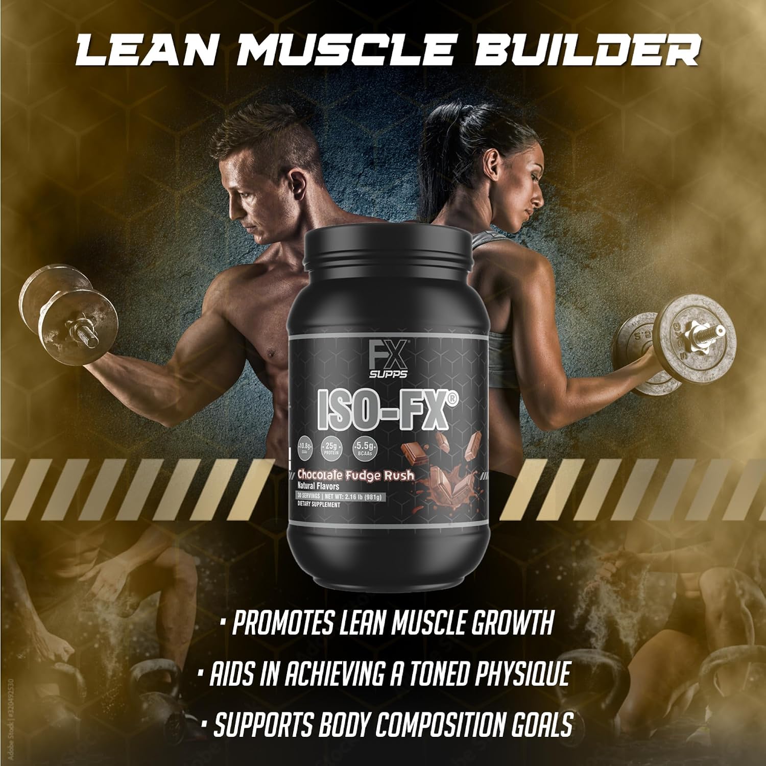 Iso-Fx Whey Isolate Protein Powder Chocolate Flavored Drink | Low Carb with BCAAs | Post Workout Recovery Supplement Mix for Men and Women | Boosts