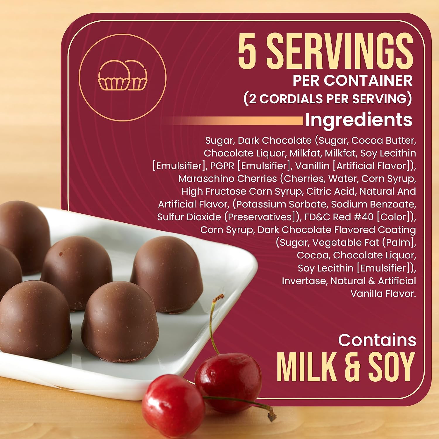Queen Anne French Vanilla Chocolate Covered Cordial Cherries | 6.6 oz | 10 Piece Gift Boxes | Whole Maraschino Cherry Creamy Filled Liquid Center | Holiday Party Chocolate Candy