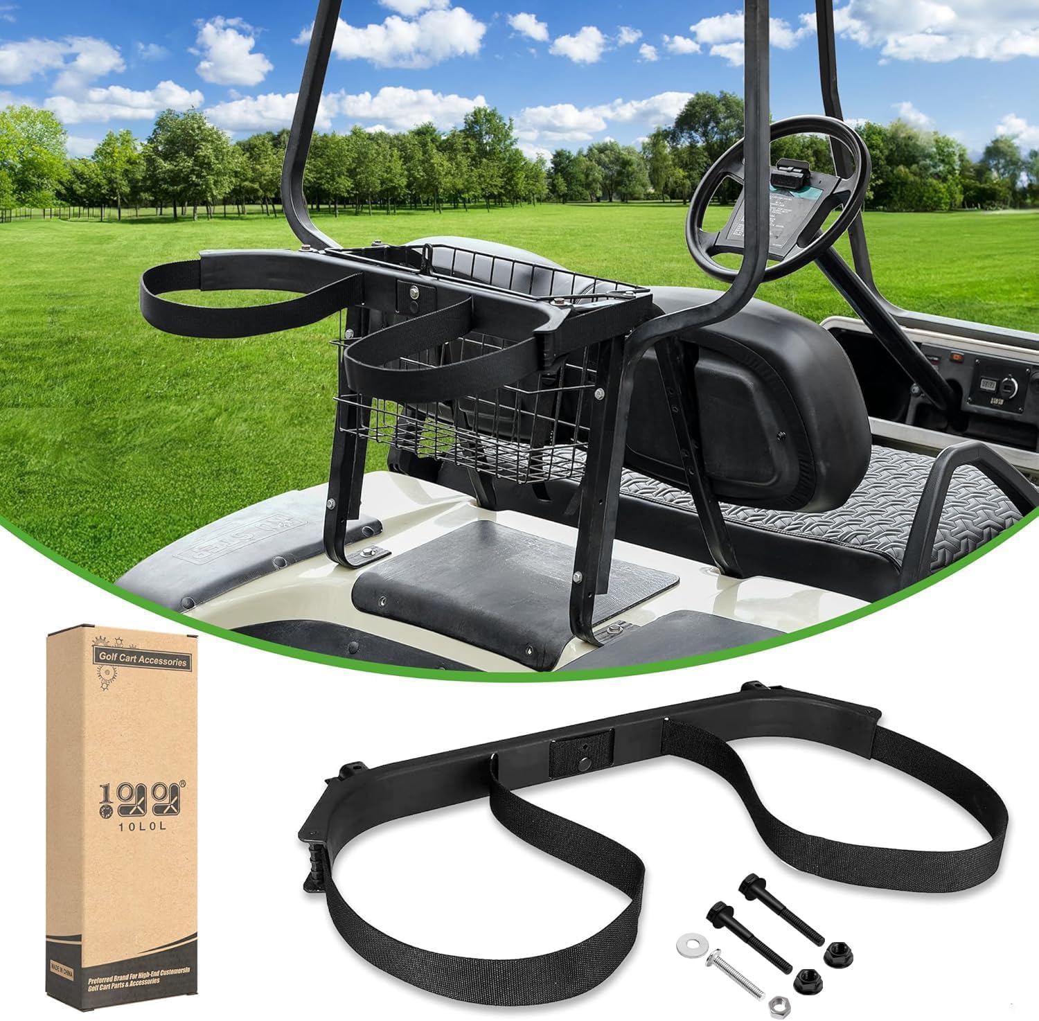 10L0L Golf Cart Bag Holder for Club Car DS 1987-Up Gas & Electric