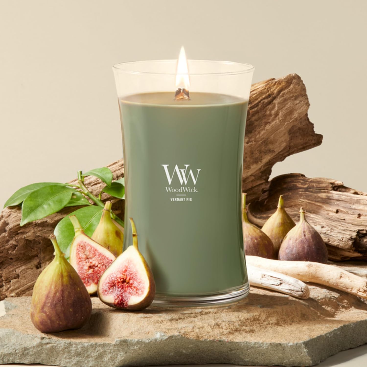WoodWick Fireside Holiday Candle Gifts for Women and Men, 9.7 oz Medium Hourglass Candle with Crackling Wick