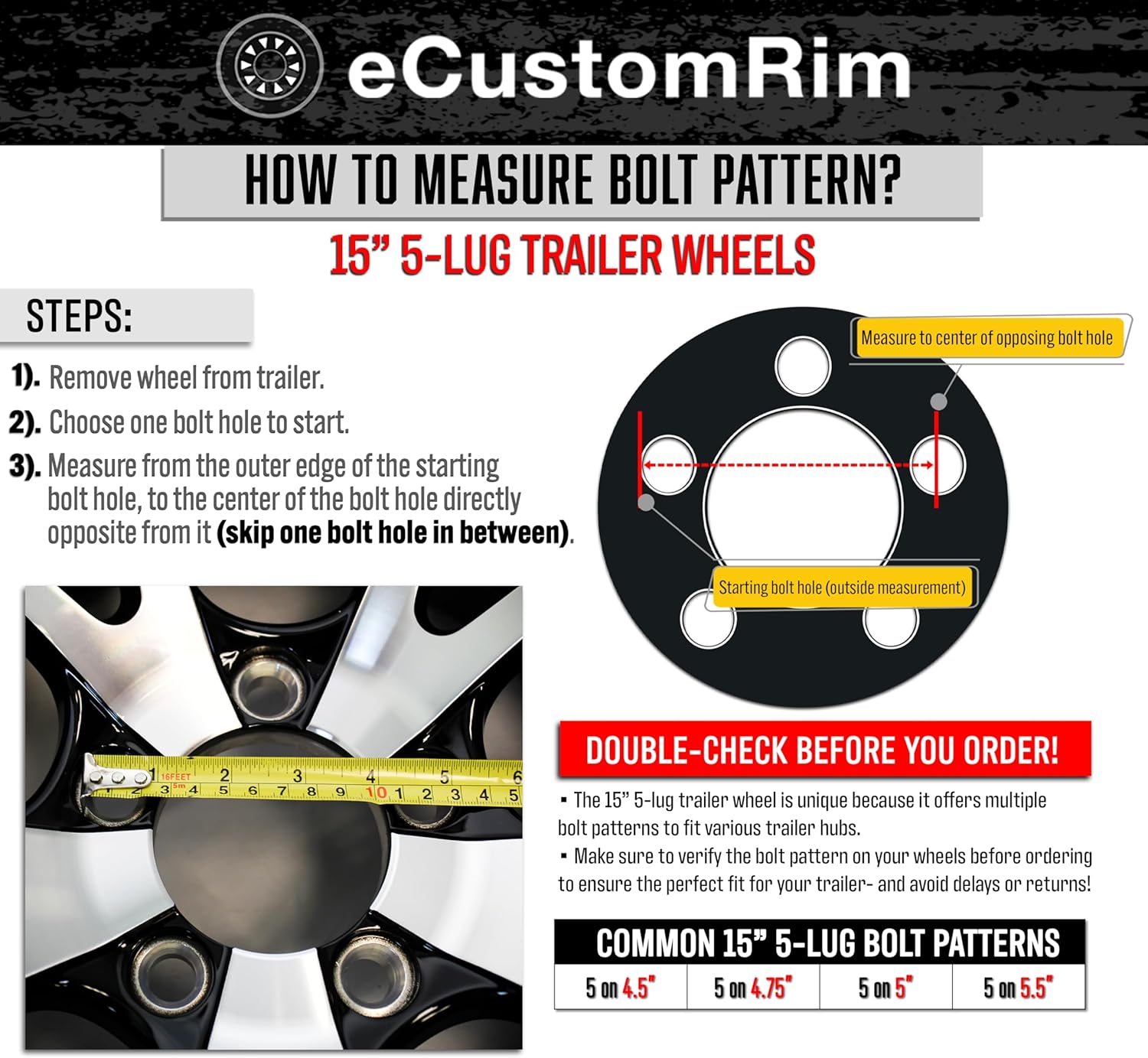 eCustomrim 2-Pack Trailer Tire Rim Assembly 4.80-8 480-8 LRC 5 Lug White | 4.80 X 8 8 Inch Load Range C 6 Ply Tire