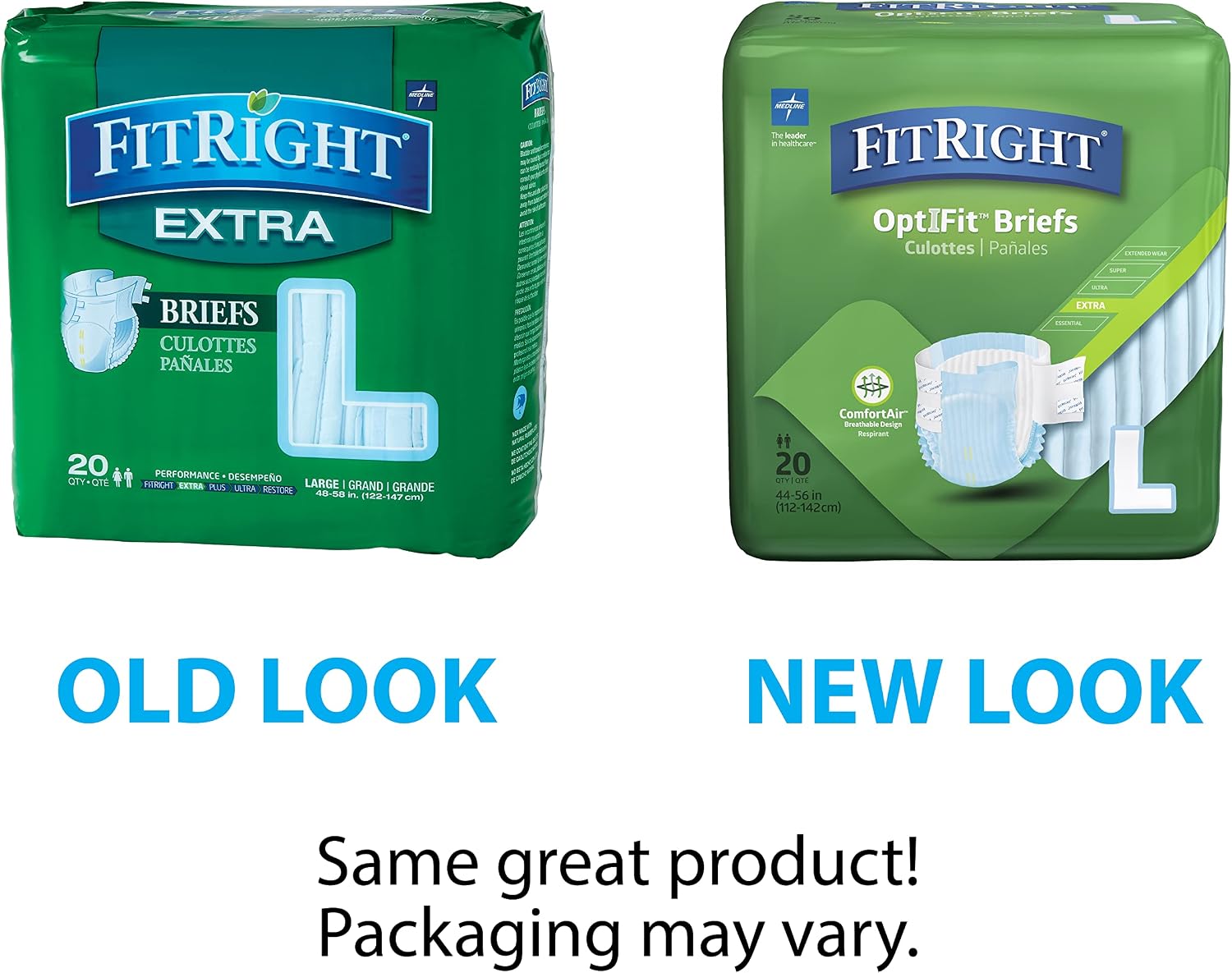 FitRight Adult Diapers, Extra Heavy Absorbency, XL (Waist Size 56in-64in), 80 Count, OptiFit Incontinence Briefs for Men and Women, Disposable, Moisture Wicking, Leak Protection,