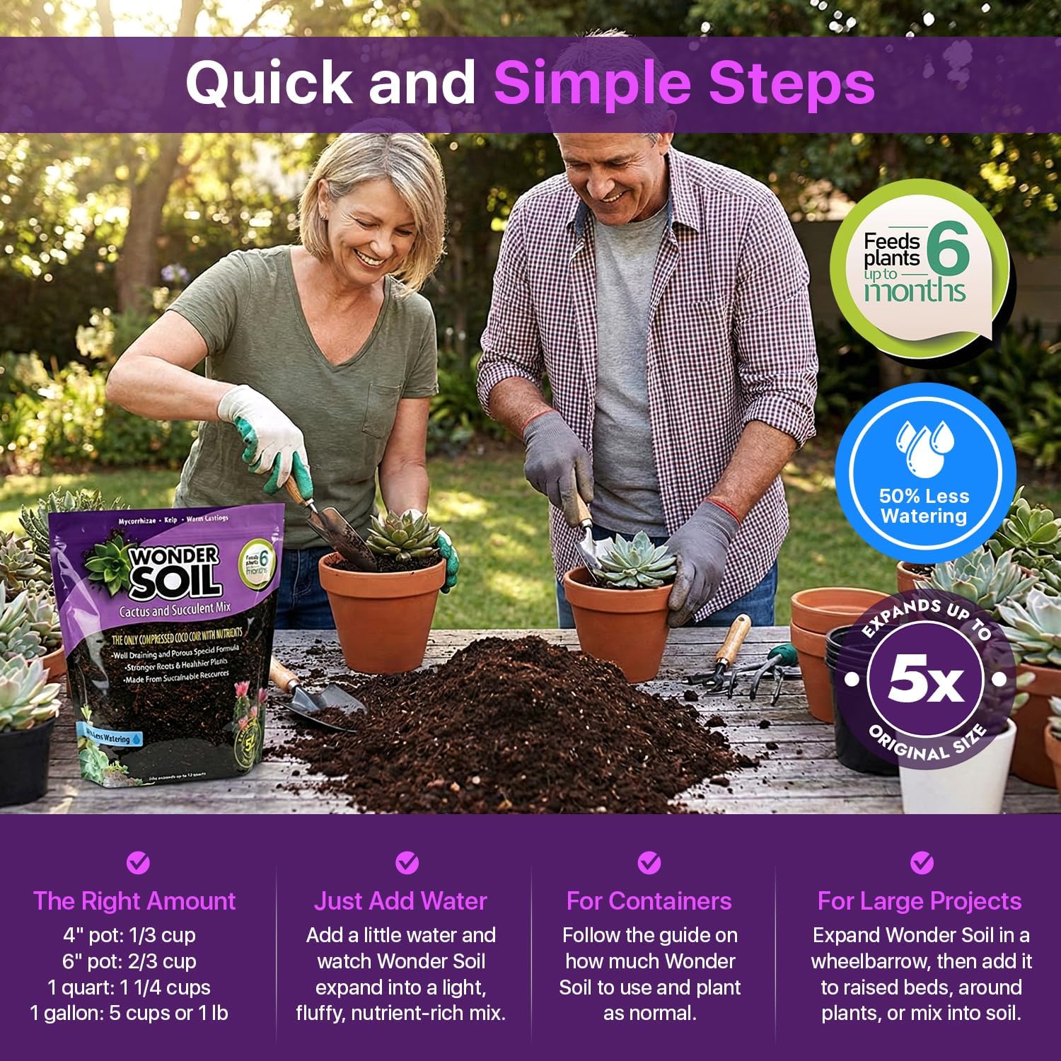| Organic Cactus & Succulent Soil Mix (12 Quarts) | Fast Draining Living Coco Coir Loaded w/Nutrients | Ready to Plant Indoor/Outdoor Peat-Free