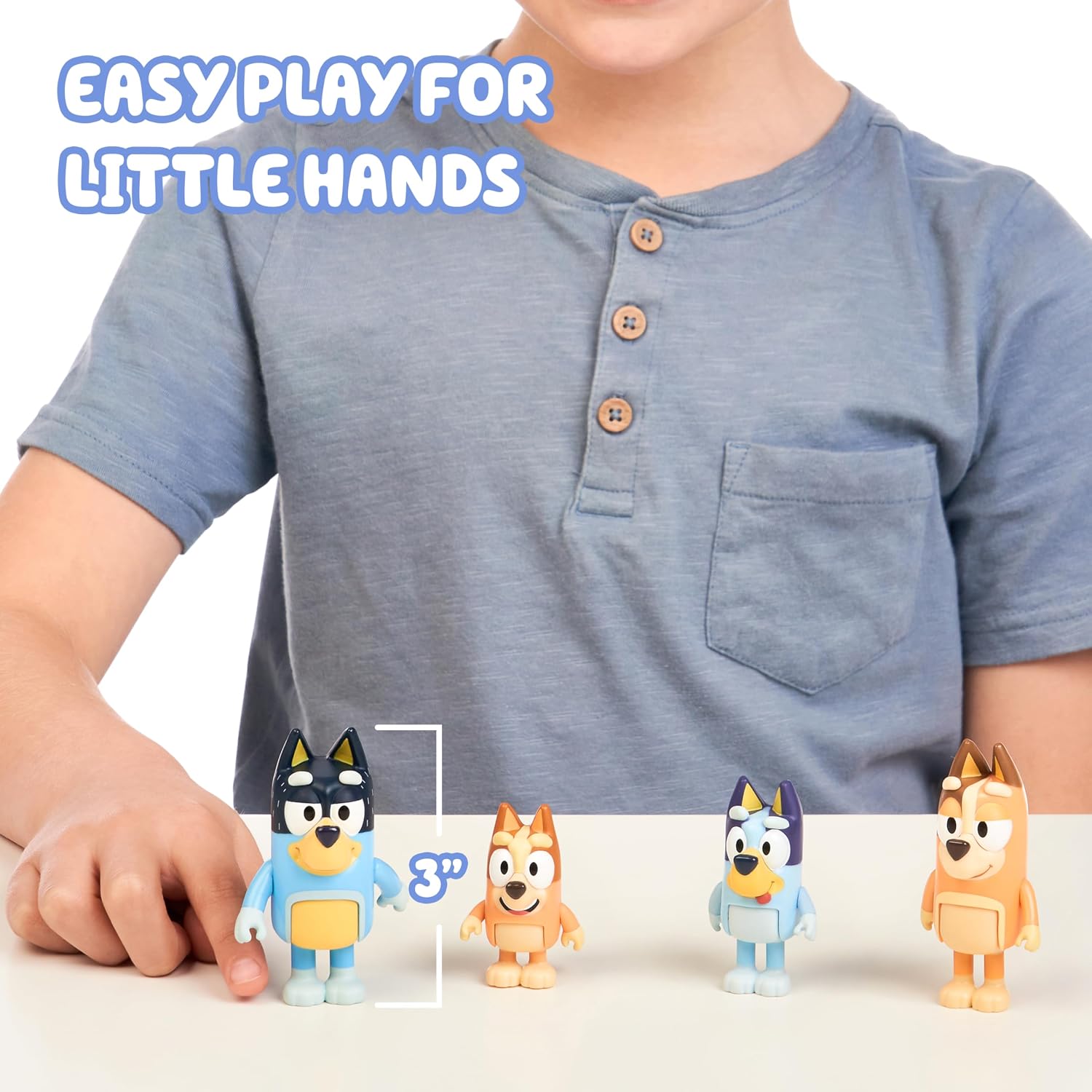 Bluey School Figurine Toys Pack of 4, Articulated Character Toys with Chloe, Rusty, and Calypso Figurines, Small Action Figures for Kids Ages 3+