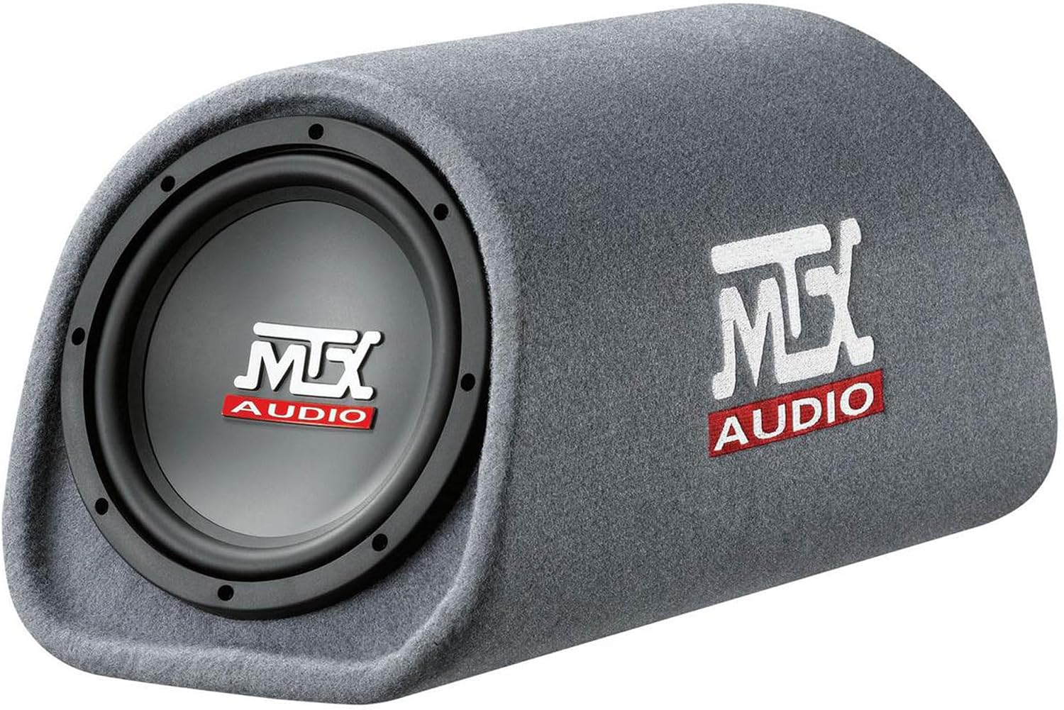 MTX Audio RT8PT 8 Inch 240 Watt Car Loaded Universal Powered High Performance Amplified Tube Box Vented Subwoofer Enclosure, RCA Connectivity