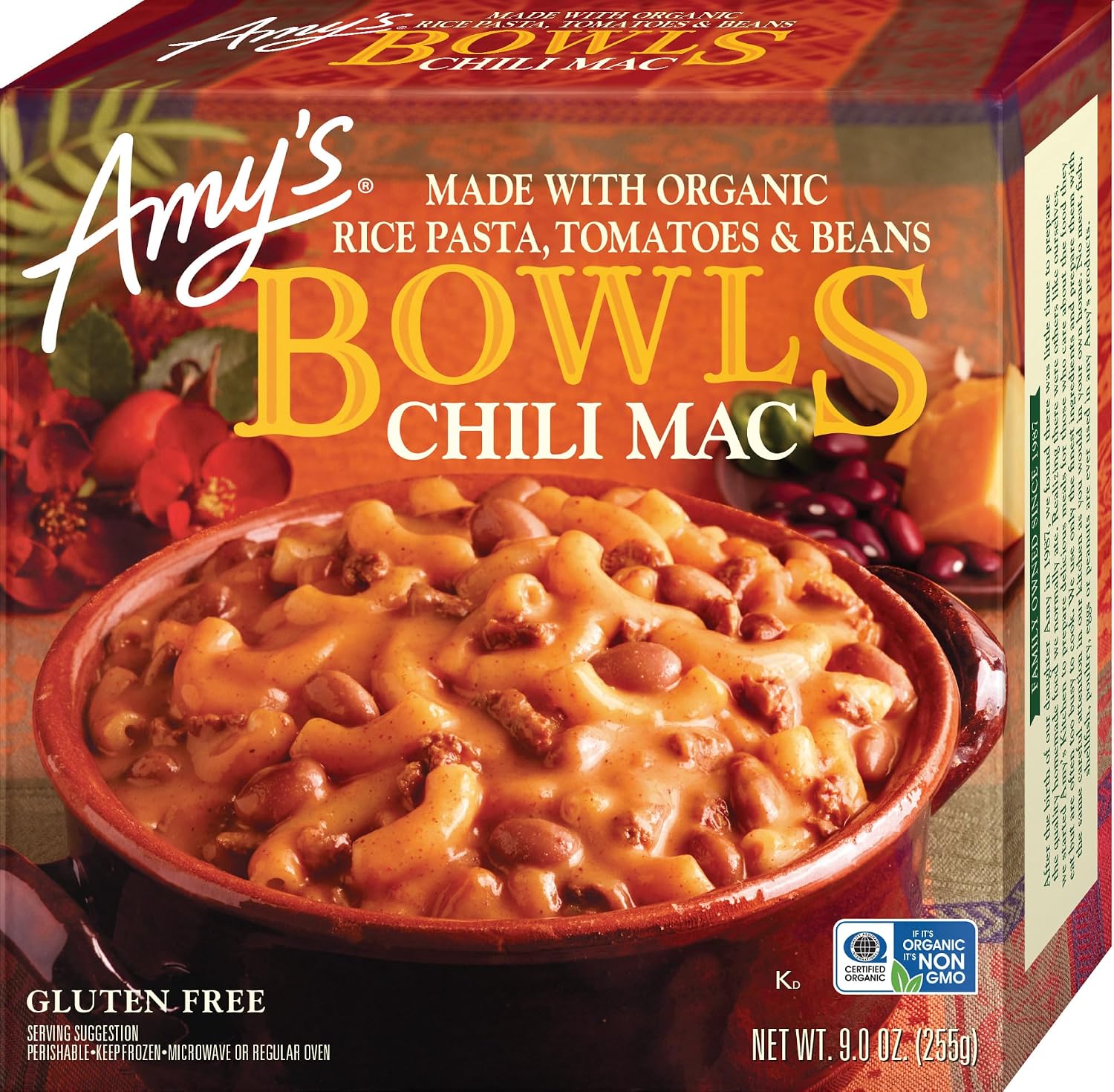 Amy's Frozen Meals, Chili Mac and Cheese Pasta Bowl, 9 oz