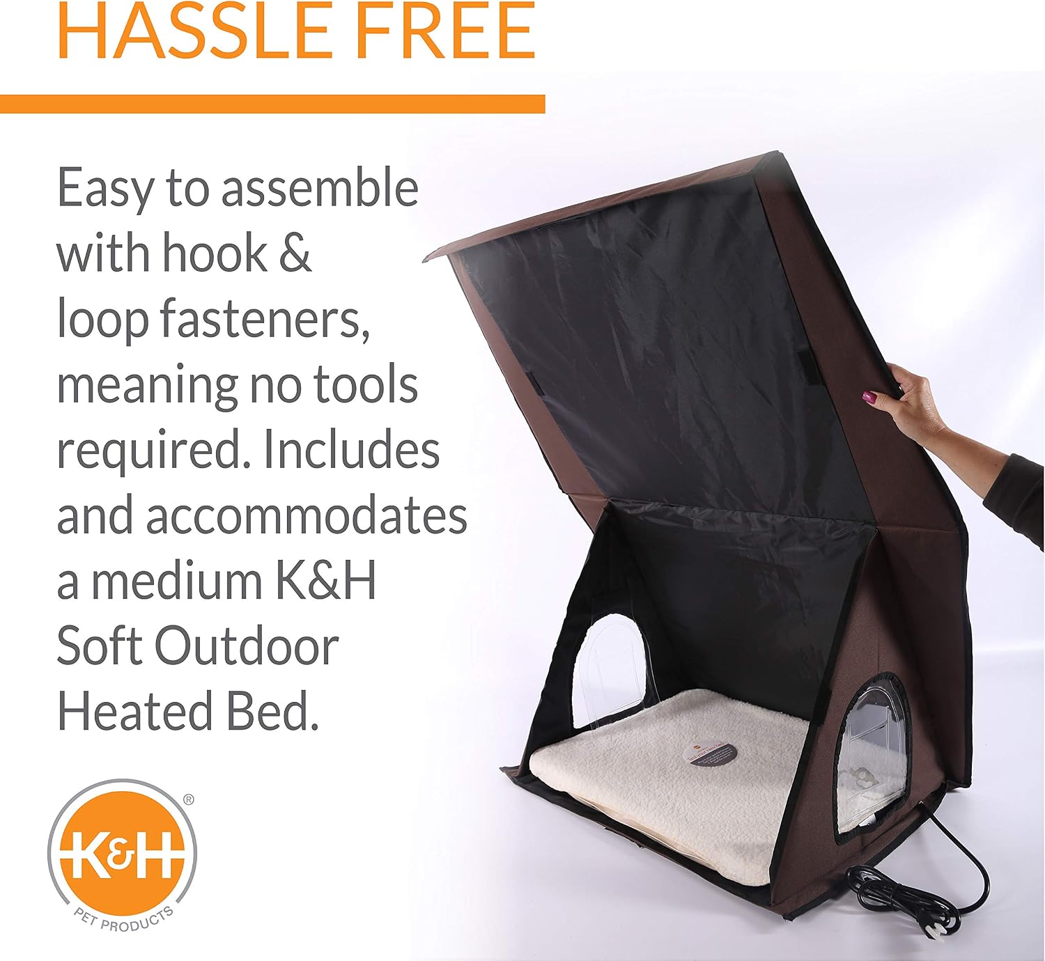 K&H Pet Products Outdoor Multi-Kitty A-Frame Heated Chocolate 35 X 20.5 X 20 Inches