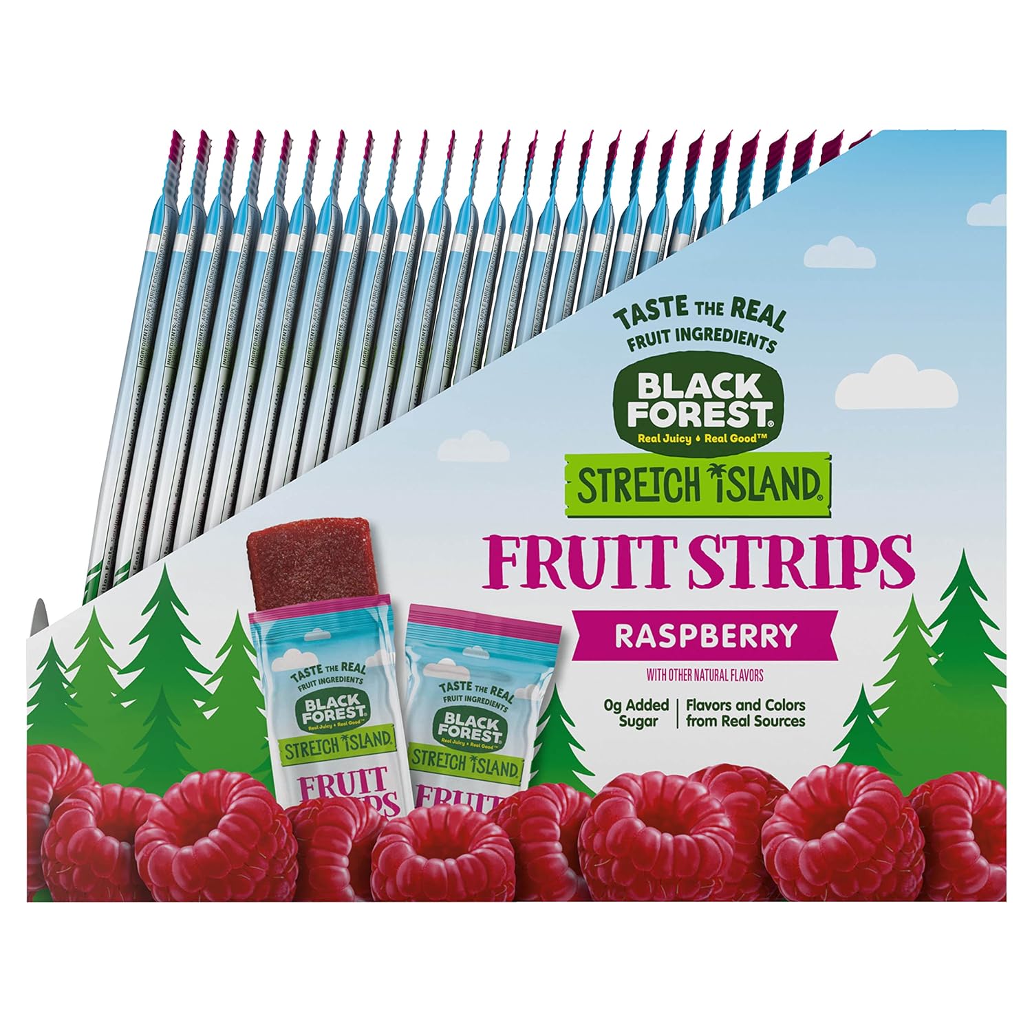 Black Forest, Stretch Island, Fruit Strips, Cherry, Apple, Raspberry, Grape, Strawberry, and Apricot, Zero Grams Added Sugar Non-GMO, 48 ct