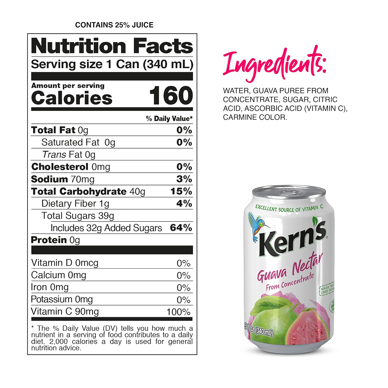Kern’s Tropical Fruit Nectar Juice Variety Pack - Mango Nectar & Peach Juice - Made from Fruit Puree for Smoothie Mix, Cocktail Mixers & Kids Drinks - 11.5oz, 12 Pack Canned Drinks